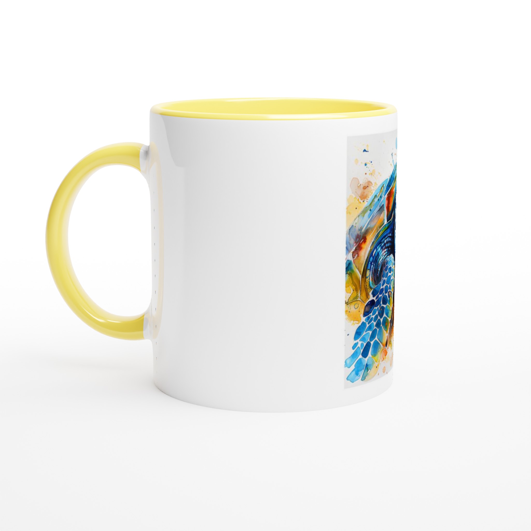 Abstrakt Akvarell Sköldpadda 11oz Keramisk Mugg - Livfulla Havsfärger med Färgad Insida 7 633d5cc4-a1bd-4e34-b46c-6898bd9f1d53