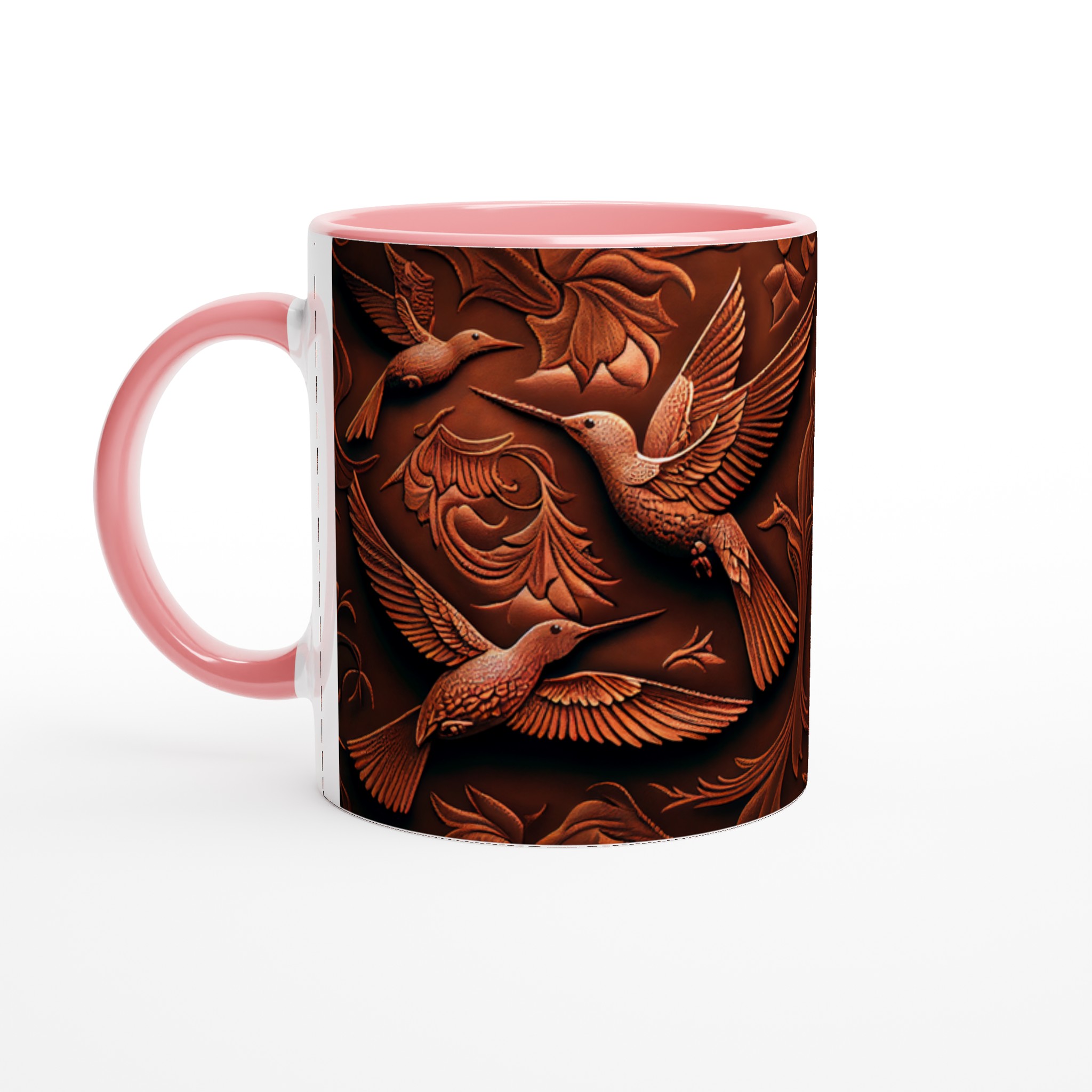 Elegant Ceramic Mug with Intricate Copper-Toned Hummingbird Relief – 11oz in Your Choice of Seven Vibrant Colors 6 635aa7c1-0cad-49e7-9791-ecd3c1de09c8