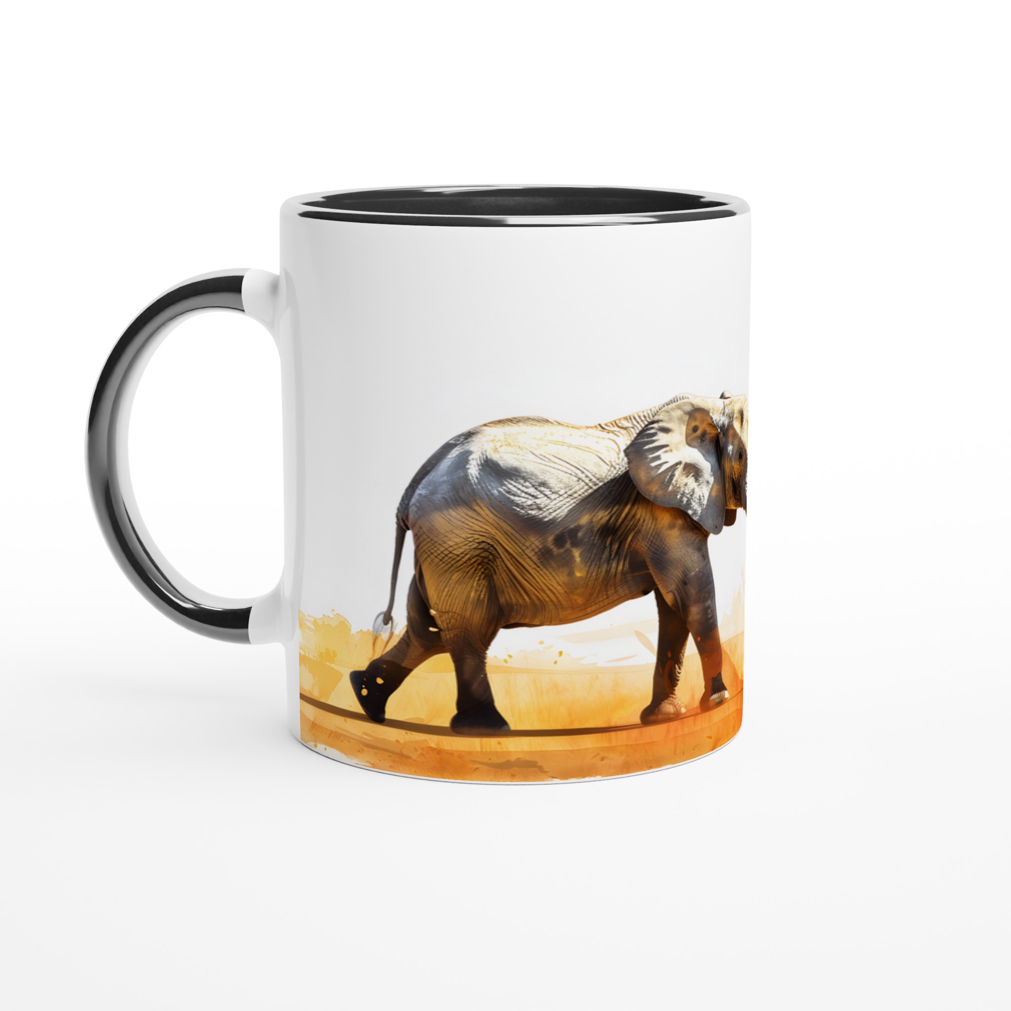 Mugg "Safari Elegans": Akvarellinspirerad Elefant i Livfull Orange – 11 oz Keramikmugg 4 636ceb37-13d5-4a22-9444-40793b51845a