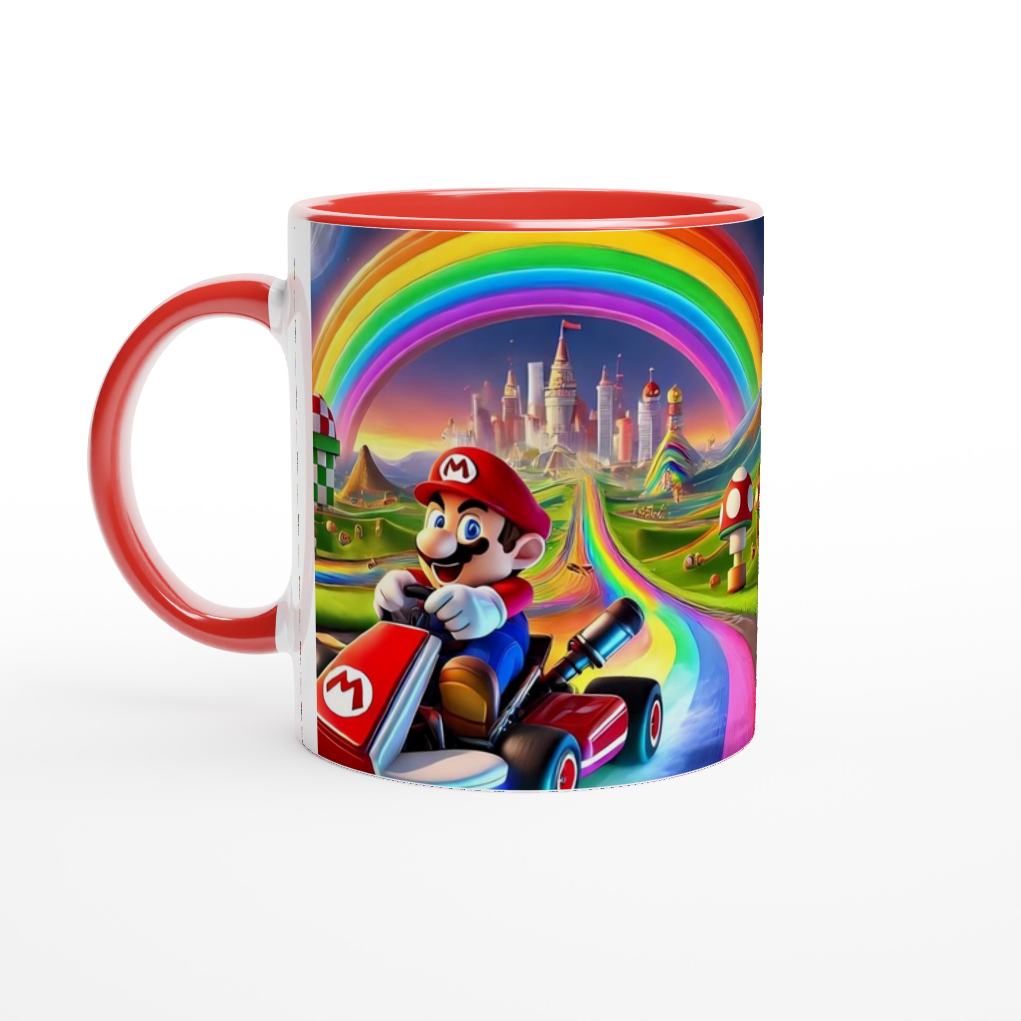 Keramisk 11 oz mugg med livfull Mario Kart-inspirerad regnbågsdesign i flera färgval 5 637402d8-e69c-4136-bbd8-1f839e08f66a
