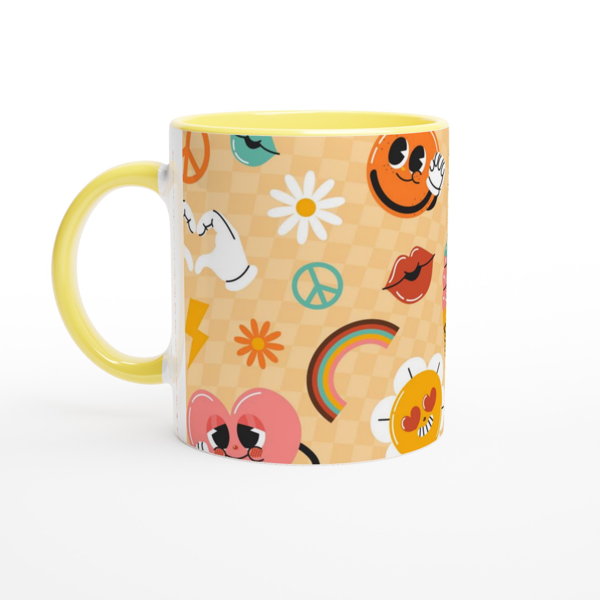 Retro Vibe Keramikmugg 11oz – Kärlek, Fred & Glada Ansikten i Ditt Val av Färg 3 63af20fd-f003-4a5e-bad2-2a17c76c129b