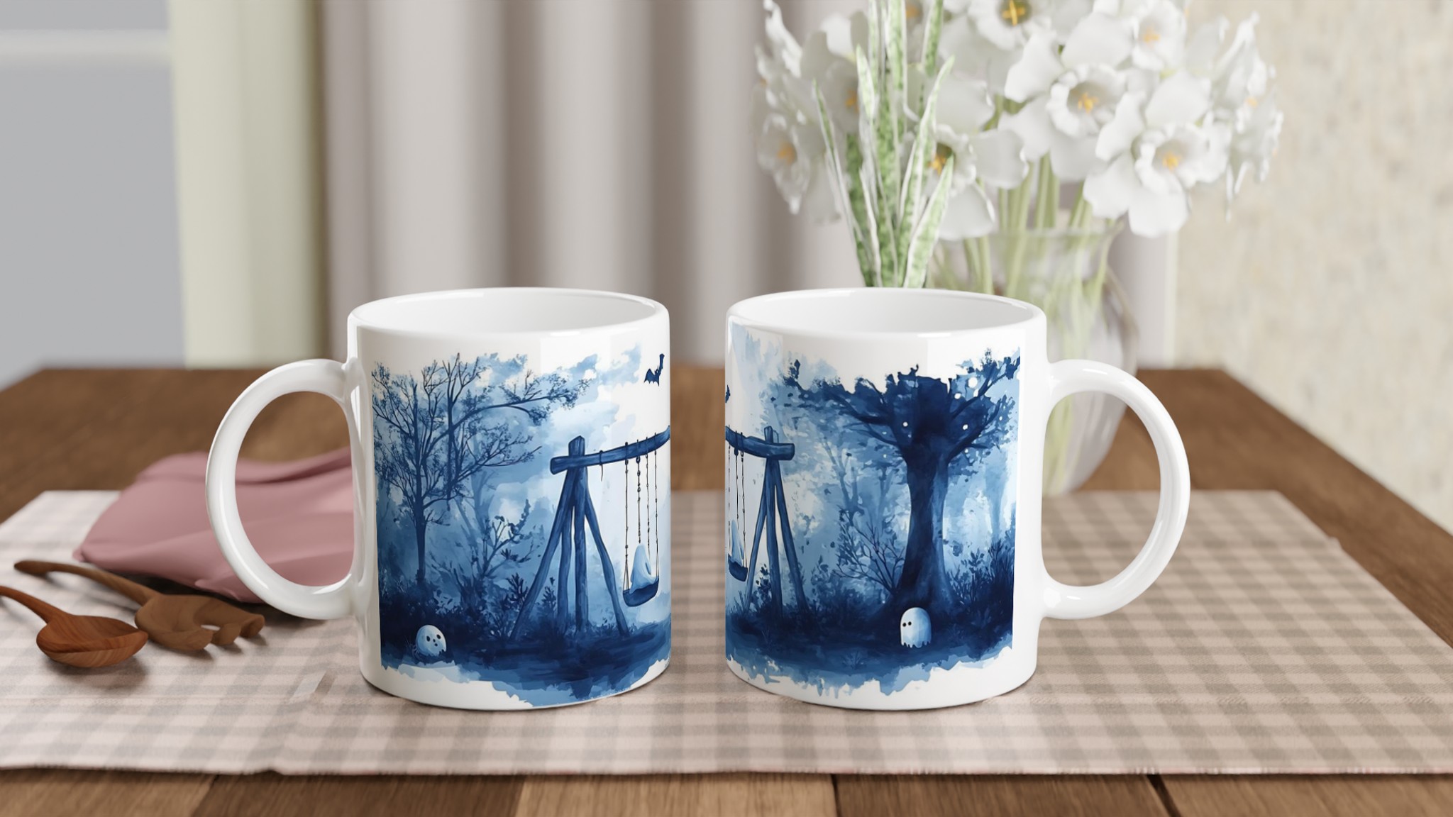 Mystisk Månesken Mugg – Spökliknande Motiv på 11oz Keramik, Välj Din Favoritfärg! 10 640be83e-c167-4fc0-a31b-df4283d9905f