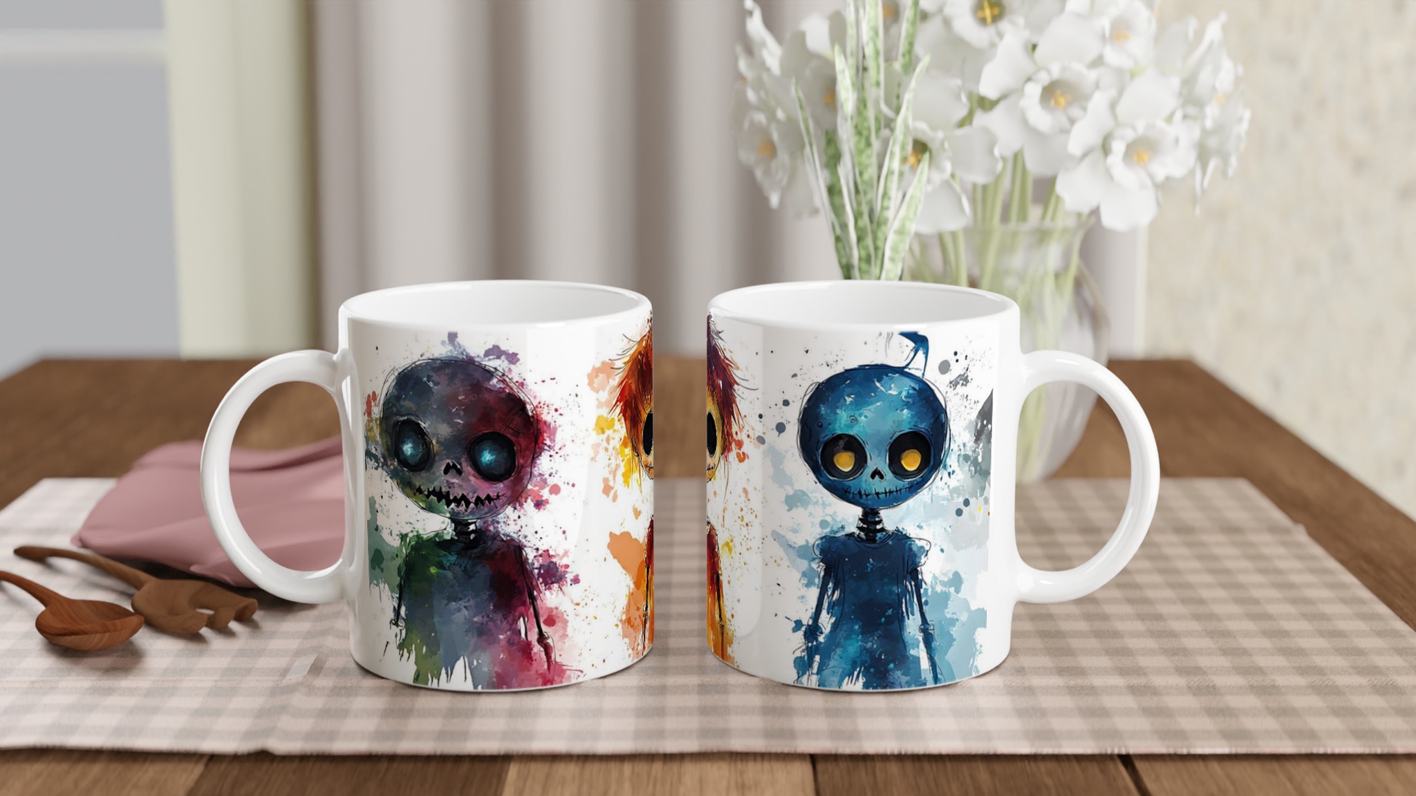 Konstnärlig Skull Squad Keramisk Mugg - Välj Din Färg! 10 642b7bd4-4c00-4b15-ac1d-f77631c53e3a