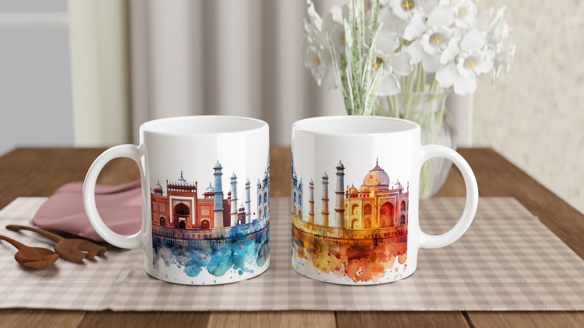 Magisk Taj Mahal Akvarellmugg – 11 oz Keramikmugg i ditt val av sju livfulla färger 10 6440704d-2af4-4c09-a15e-faa4219e0fb4