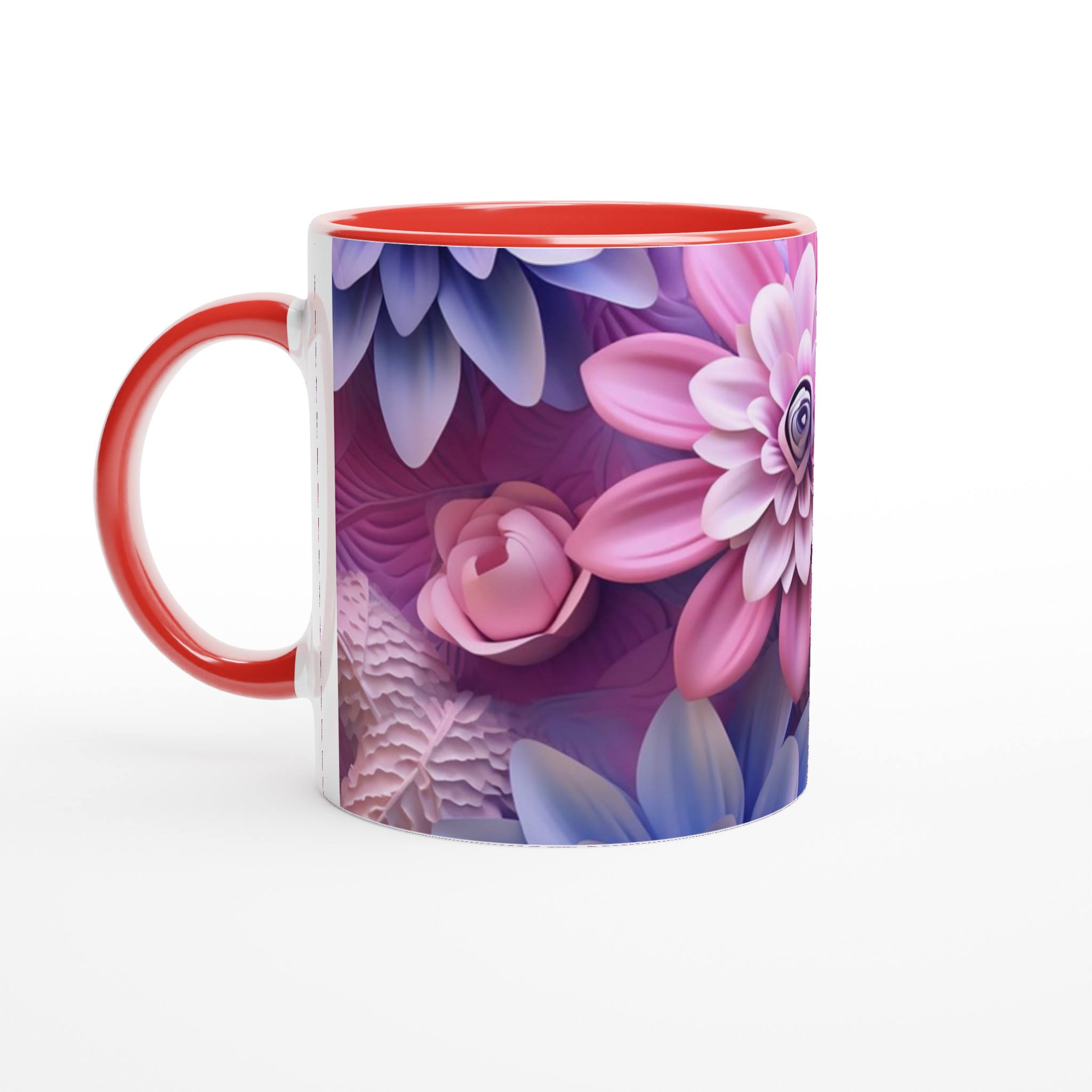 Vit 11oz keramisk mugg med blomstrande pastellmotiv i sju färgstarka nyanser 5 64929b4c-3366-43b1-88b9-f5f4f0369c25