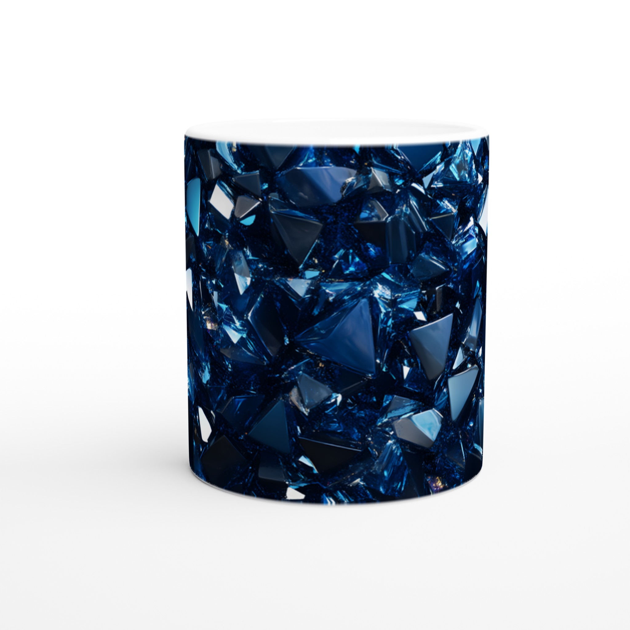 Glänsande Blå Diamantmönstrad 11oz Keramisk Mugg – En Juvel för Ditt Kaffe 8 64b243a4-f527-4cae-bbf6-a3374a1d7466