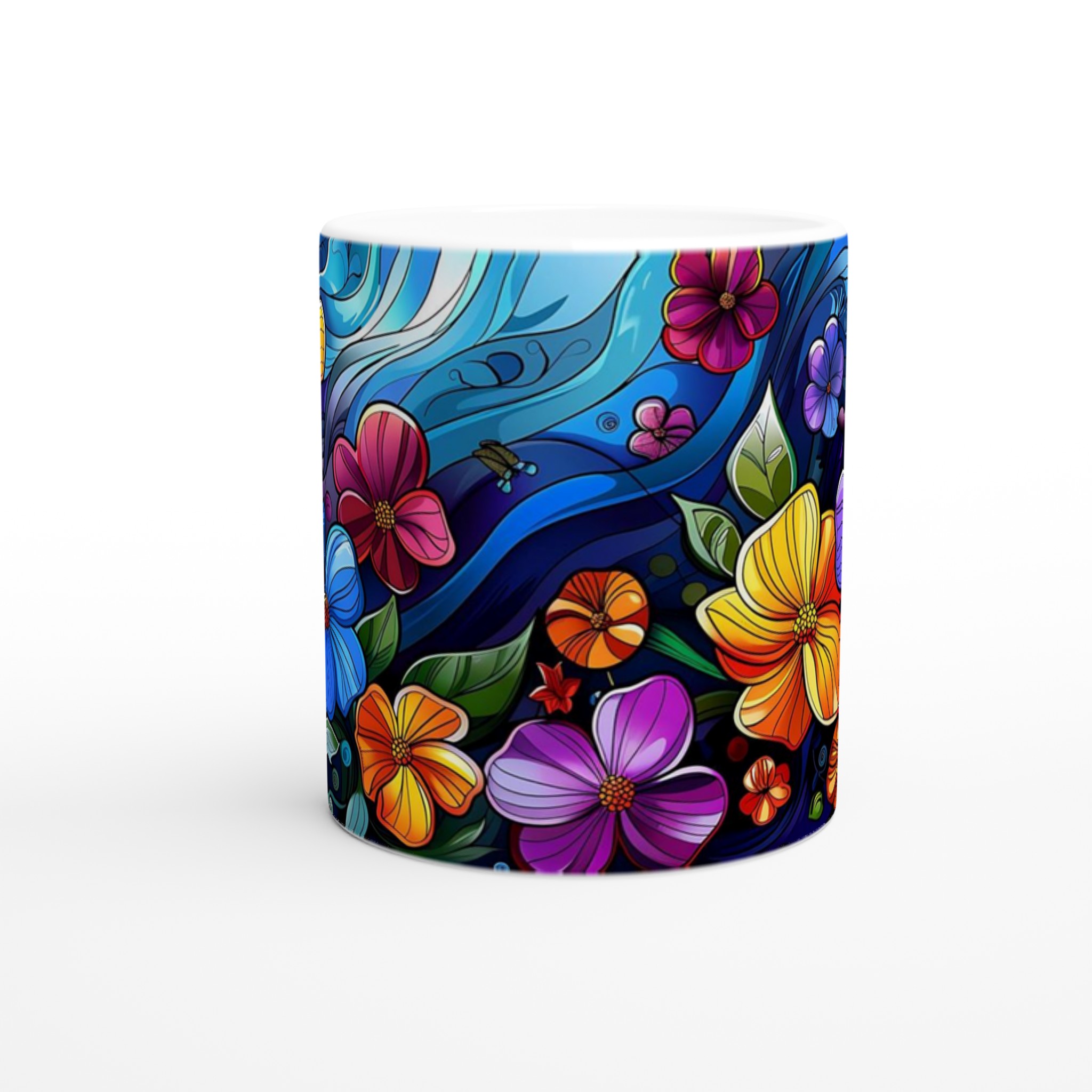 Mångfärgad Floral 11oz Keramikmugg - Lyxigt Tryck med Dina Valbara Färger! 8 64bf7afe-51c8-42a8-a2ec-40c9e919e2c4