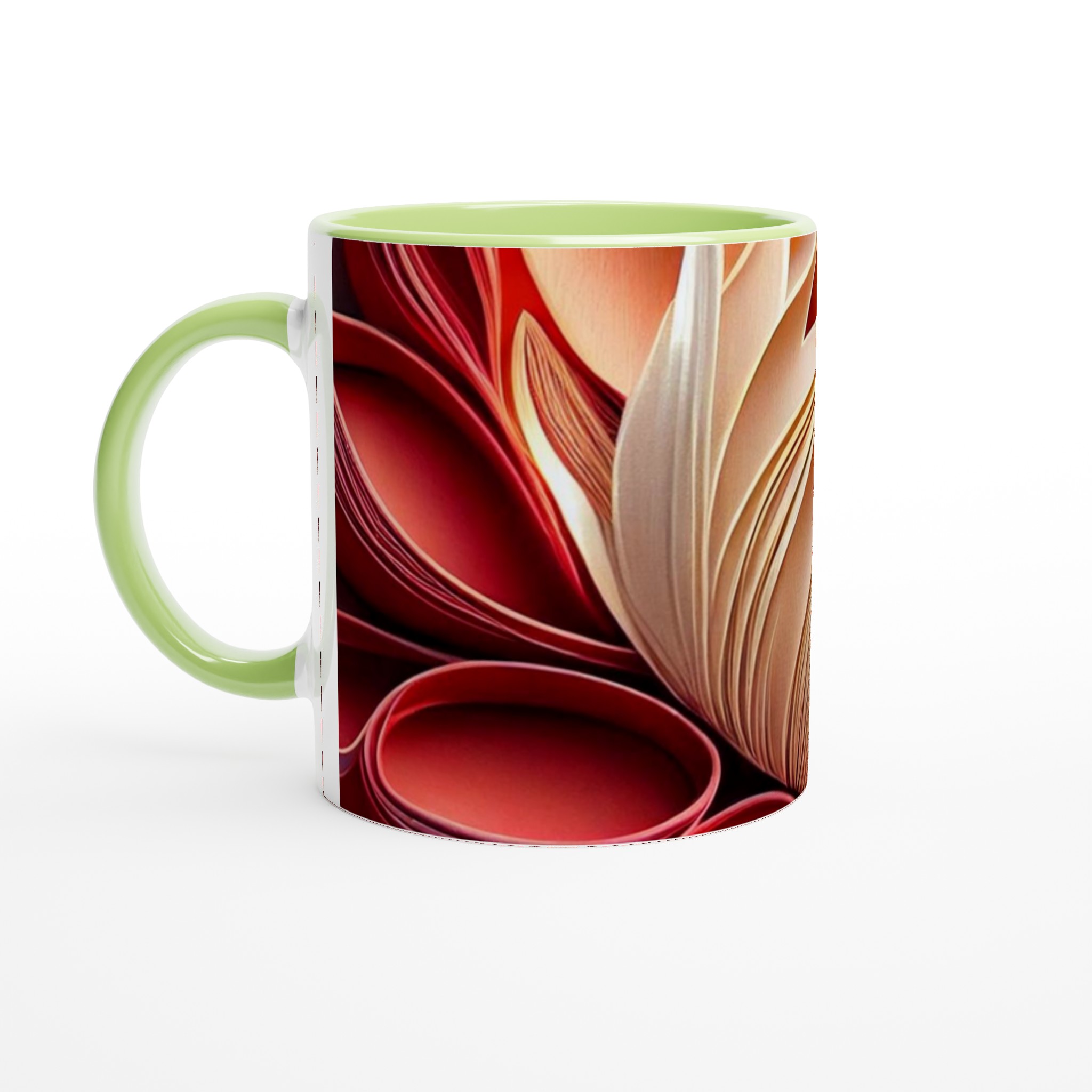 Vit 11oz Keramisk Mugg med Elegant Blommönster i Sju Vibranta Färger 8 650e853a-adcd-44c6-b1ee-f8b2b7466ce0
