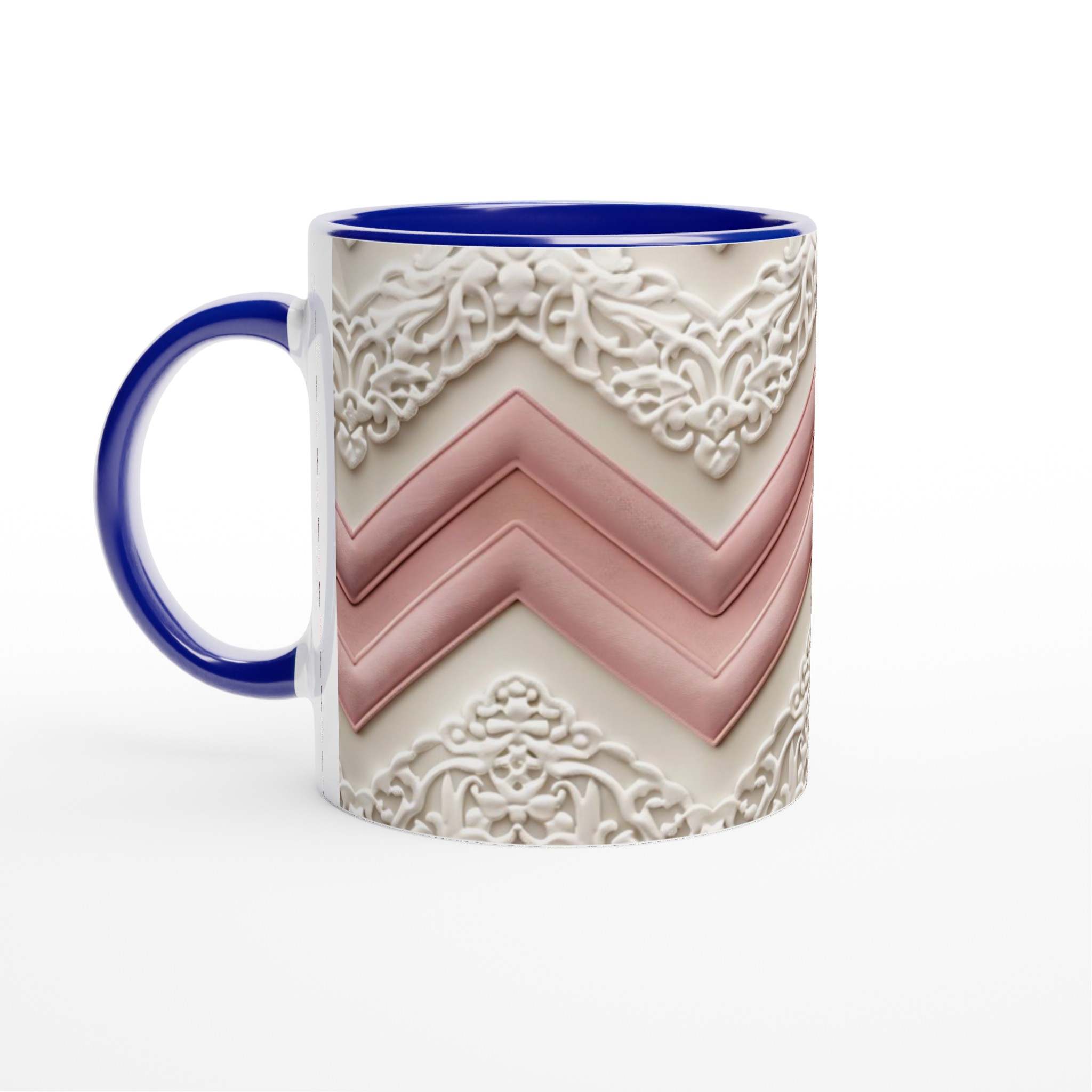 Elegant Vågmönstrad Keramikmugg – Pastellrosa & Vita Detaljer, 11oz – Välj bland 7 Färger! 2 6514908b-3d1c-453b-95da-483541ac2c23
