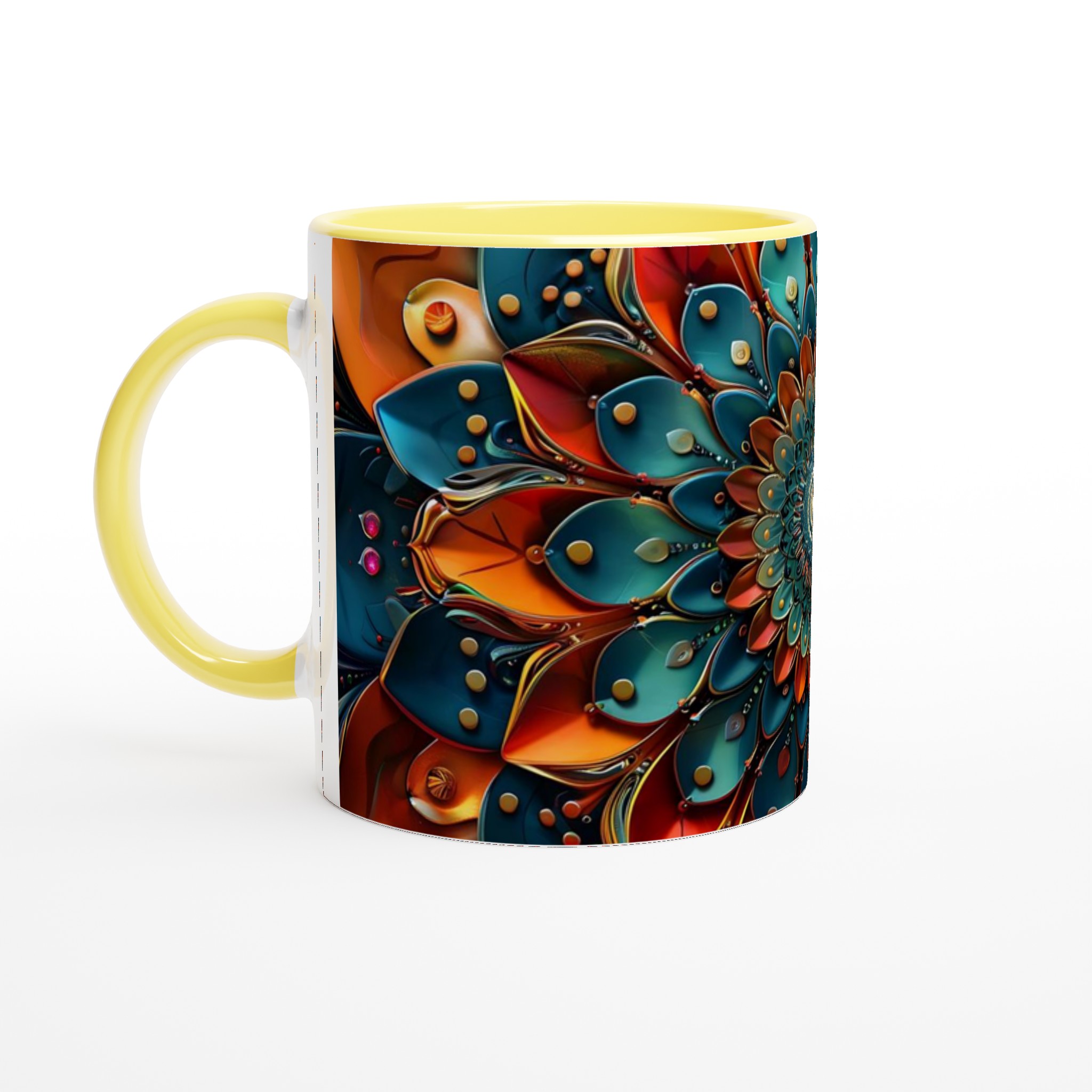 Abstrakt Mandala Konst Mugg – Levande Keramisk Kaffemugg med Djupa Blå & Orange Toner 3 65373c7a-4384-48f7-94be-cbb13f3ca5f0