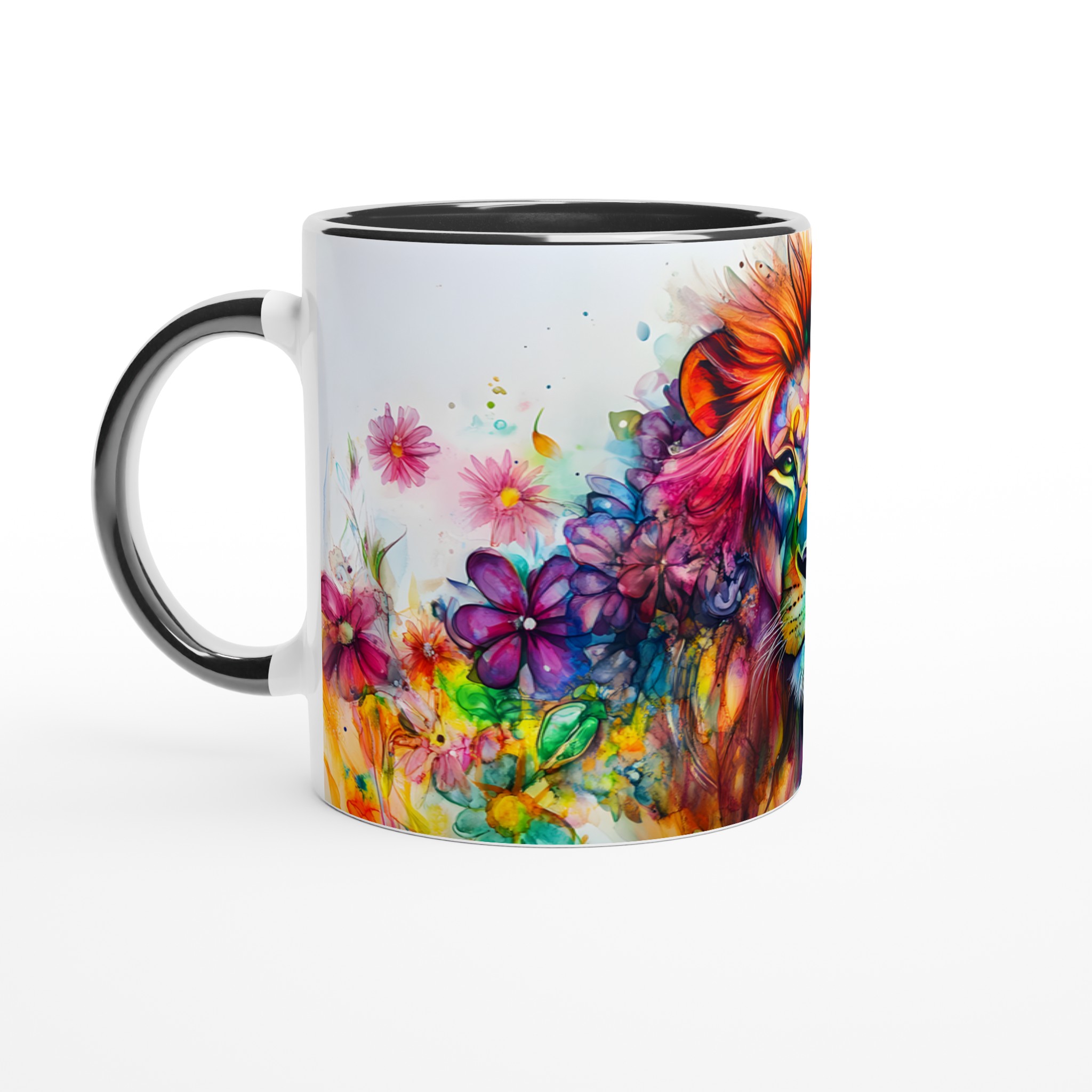 Färgglad Lejon Akvarell Mugg – Uttrycksfull 11oz Keramikmugg i Valfri Färg 4 6537bee0-83ec-428d-897a-9c2fcedc77b9