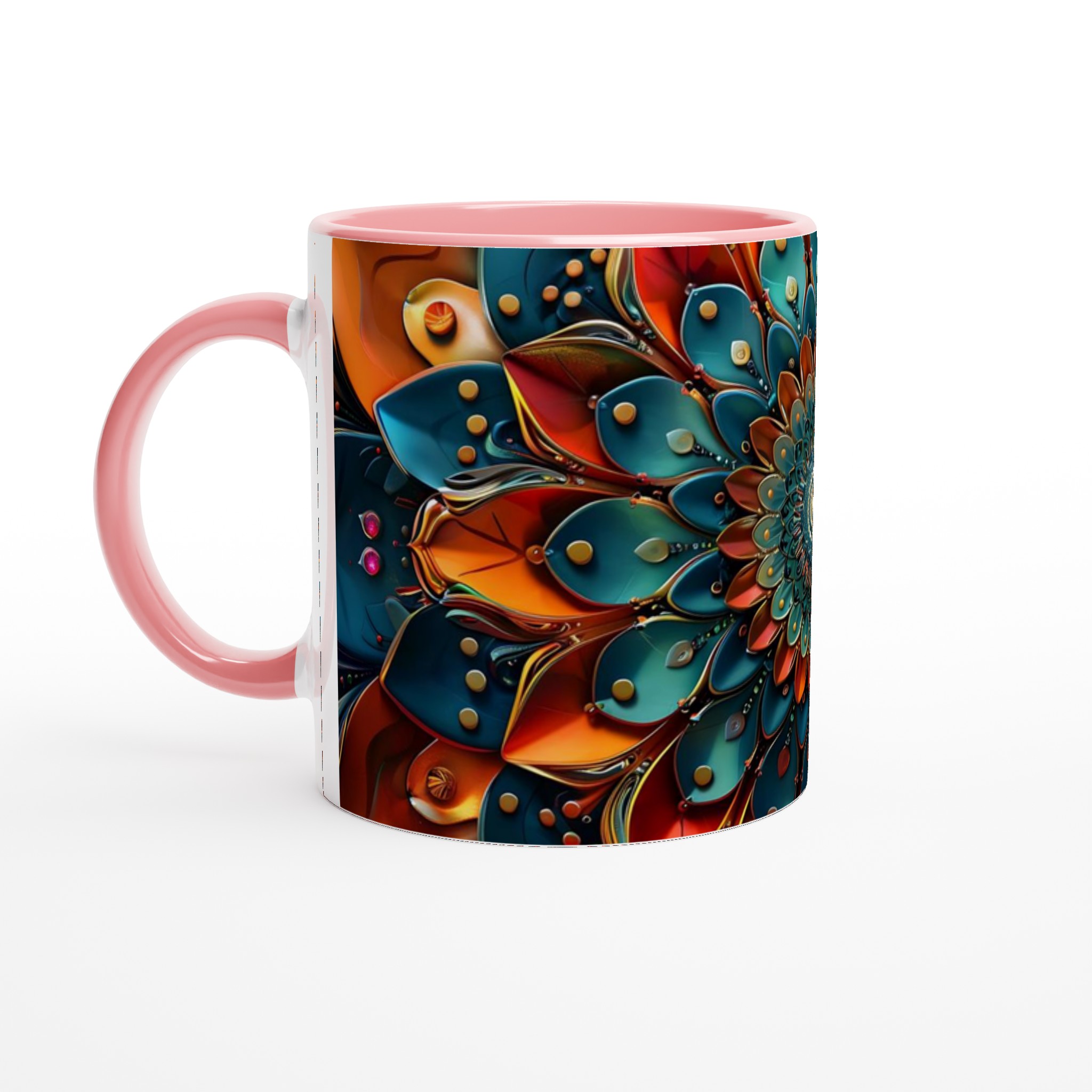 Abstrakt Mandala Konst Mugg – Levande Keramisk Kaffemugg med Djupa Blå & Orange Toner 6 65461d70-f1c7-49e2-9116-f37176b4b124