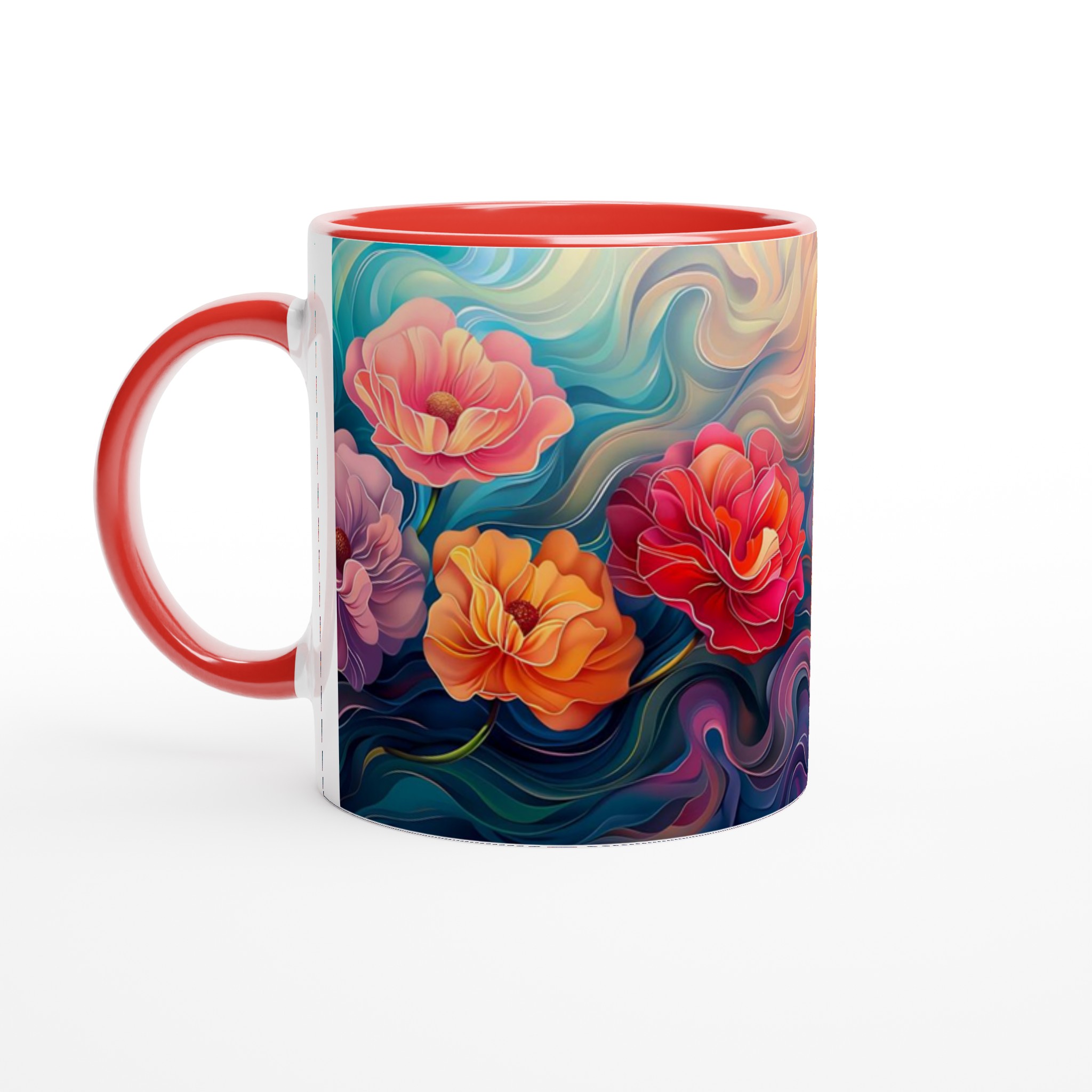 Abstrakt Blomster Keramikmugg – Konstnärlig Kaffestund i Valfri Färg, 11oz 5 6564dc53-897f-41f0-8c3d-6a9eb727a008