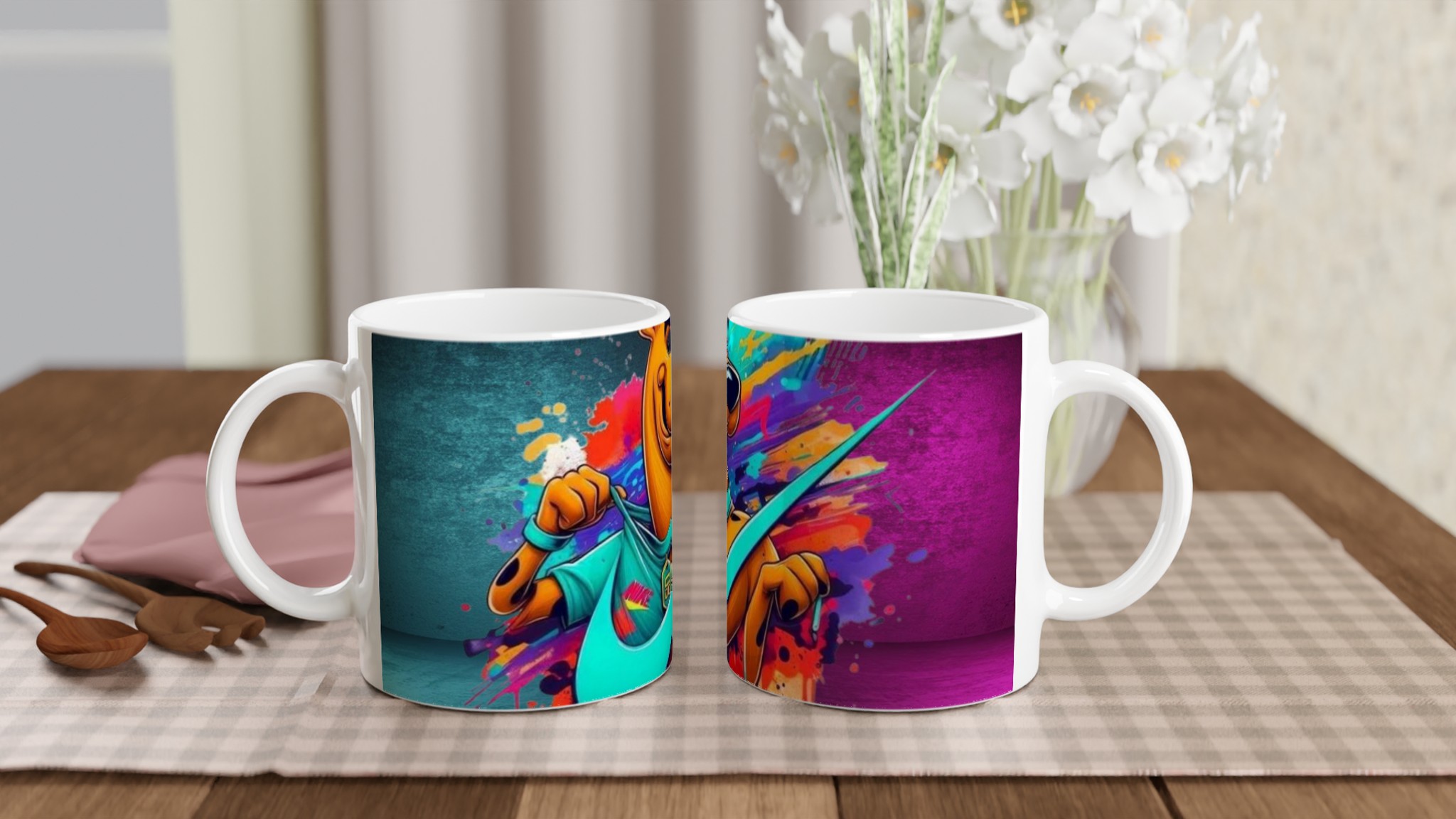 Vit 11oz keramisk mugg med färgstark Scooby-Doo design – välj din favoritfärg för en lekfull kaffestund 10 65a6fe47-10de-46fd-a923-c28637d380ee