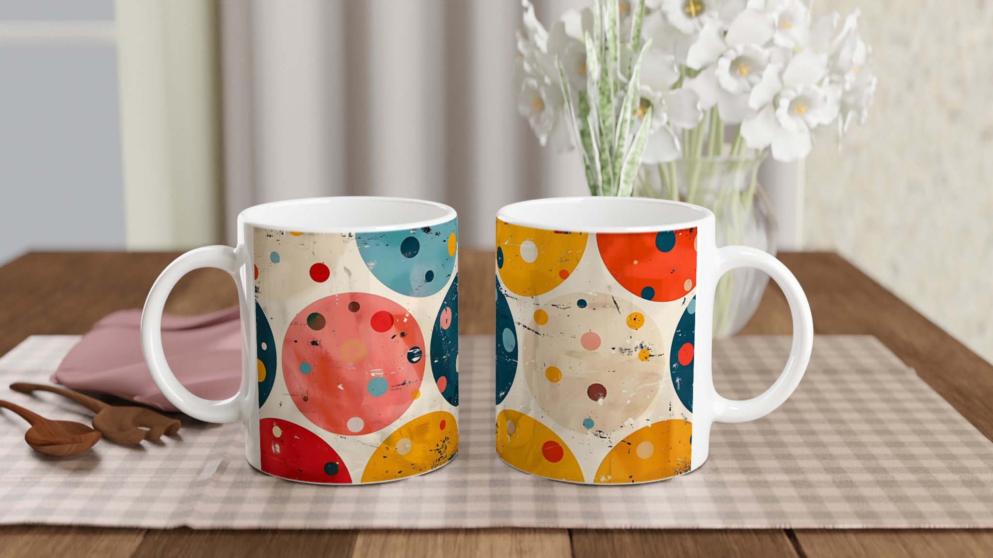 Retro Polka Dot Keramikmugg – Färgglad, Slitstark 11oz Kaffemugg i Ditt Val av 7 Livliga Färger 10 65b3270d-b799-4aee-9549-6b6cd873cfac