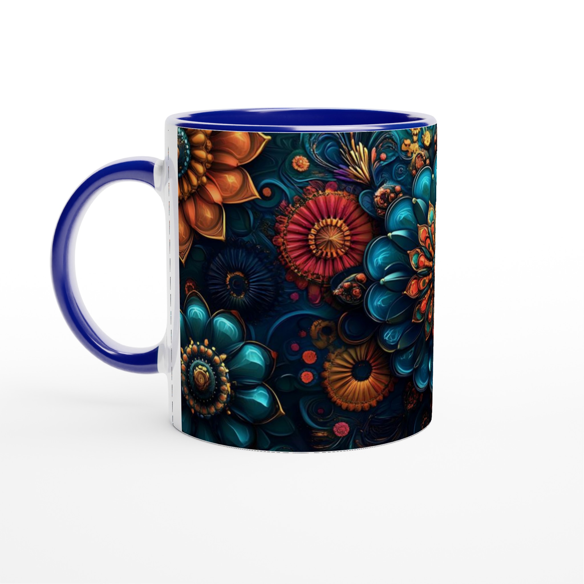 Mångfärgad Floral Mandala 11oz Keramikmugg - Lyxig Blomsterdesign för Kaffe & Te i Flera Färger 2 65b89a02-f816-4f9c-99fb-e9e1b2a595c8