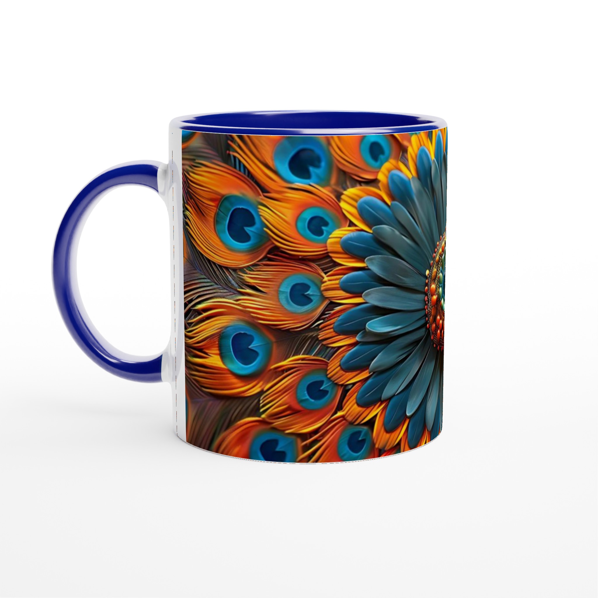 Påfågelinspirerad Keramisk Mugg 11oz - Konstnärliga Fjädrar i Starka Färger 2 65d6d30c-e7cd-4187-8ca3-b92476615366