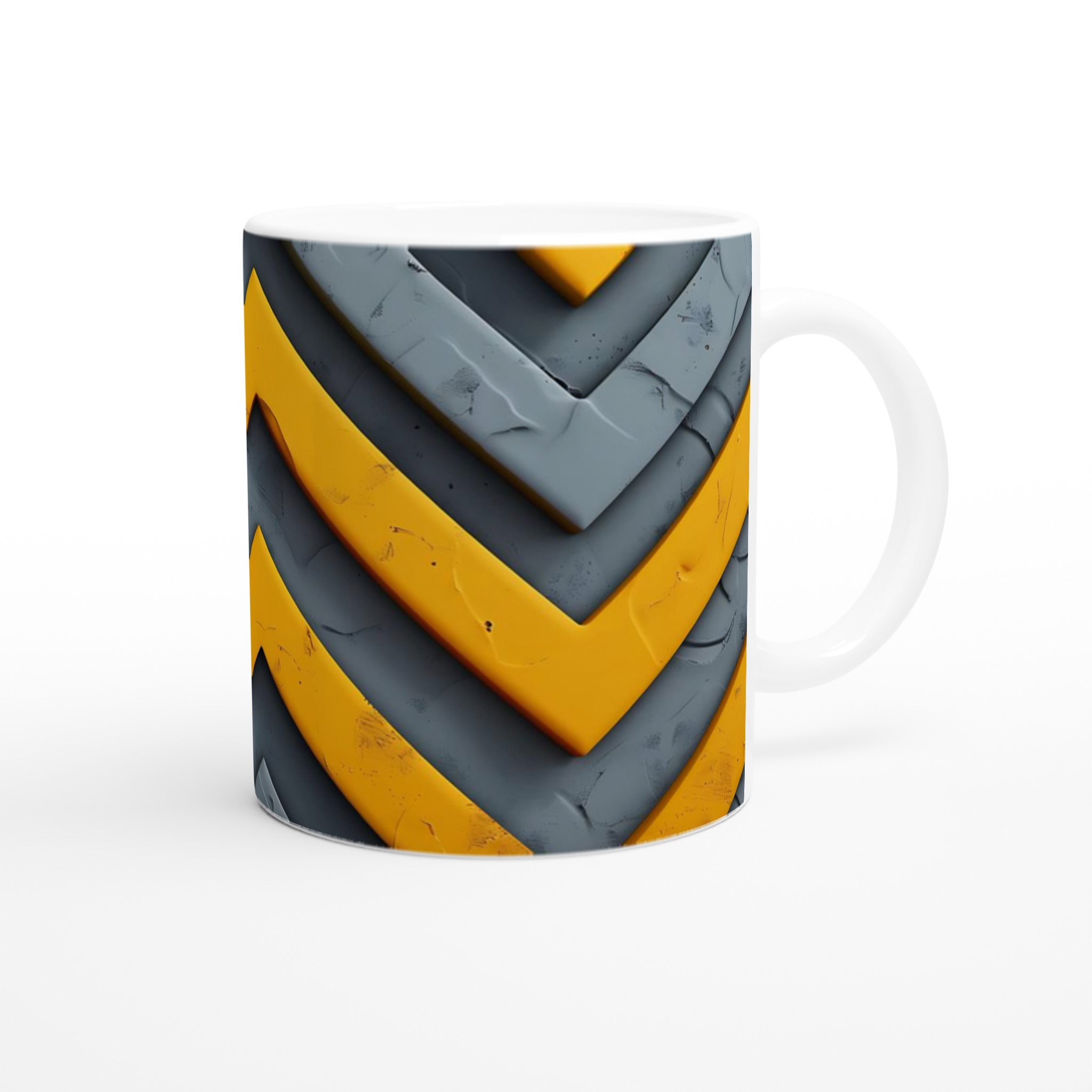 Abstrakt Chevron Mugg - Gul & Grå Design i 11oz Keramik 9 65dbfe35-e900-4846-8c00-d24fc41903b7