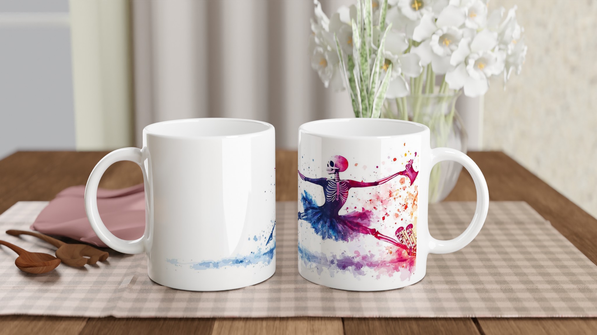 Dansande Skelett Mugg – Färgstark Akvarell Design, 11 oz Keramikmugg 10 65f41522-068e-4b5d-818e-1c3b83c8b026