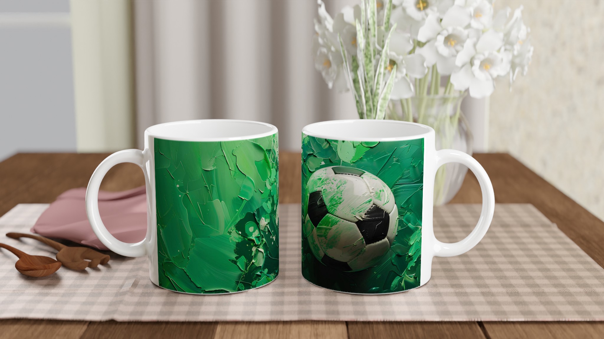 Abstrakt Fotboll Konst Mugg - Livfull Grön Akryltextur Keramisk Mugg 10 65fea4ef-34b2-4aa6-b0a2-576af4e44311