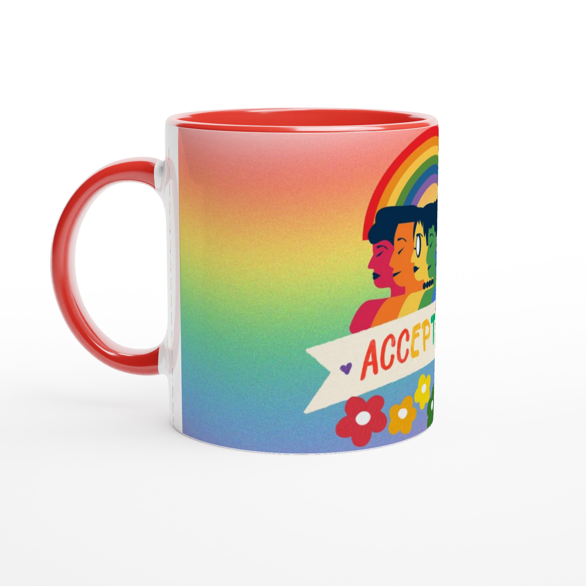 Vit 11oz keramisk mugg med färgglad Acceptans-design i sju levande nyanser 5 6600a5d8-5457-4b3e-8b57-4a46aae1bb10
