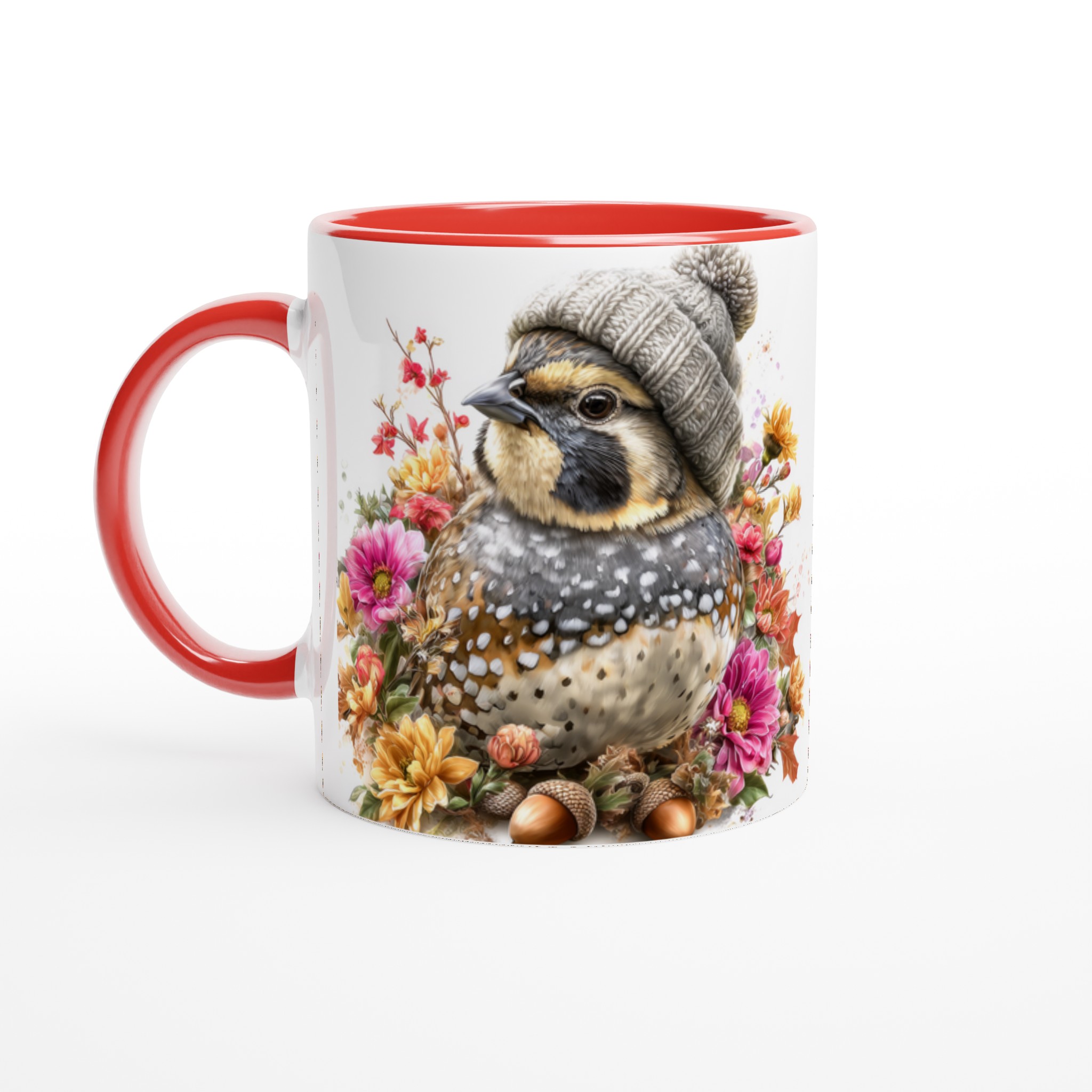 Vit 11oz keramisk mugg med charmigt vinterfågelmotiv i valfri färg 5 6640e7c0-80d4-4c0f-9318-2812d75aeb01
