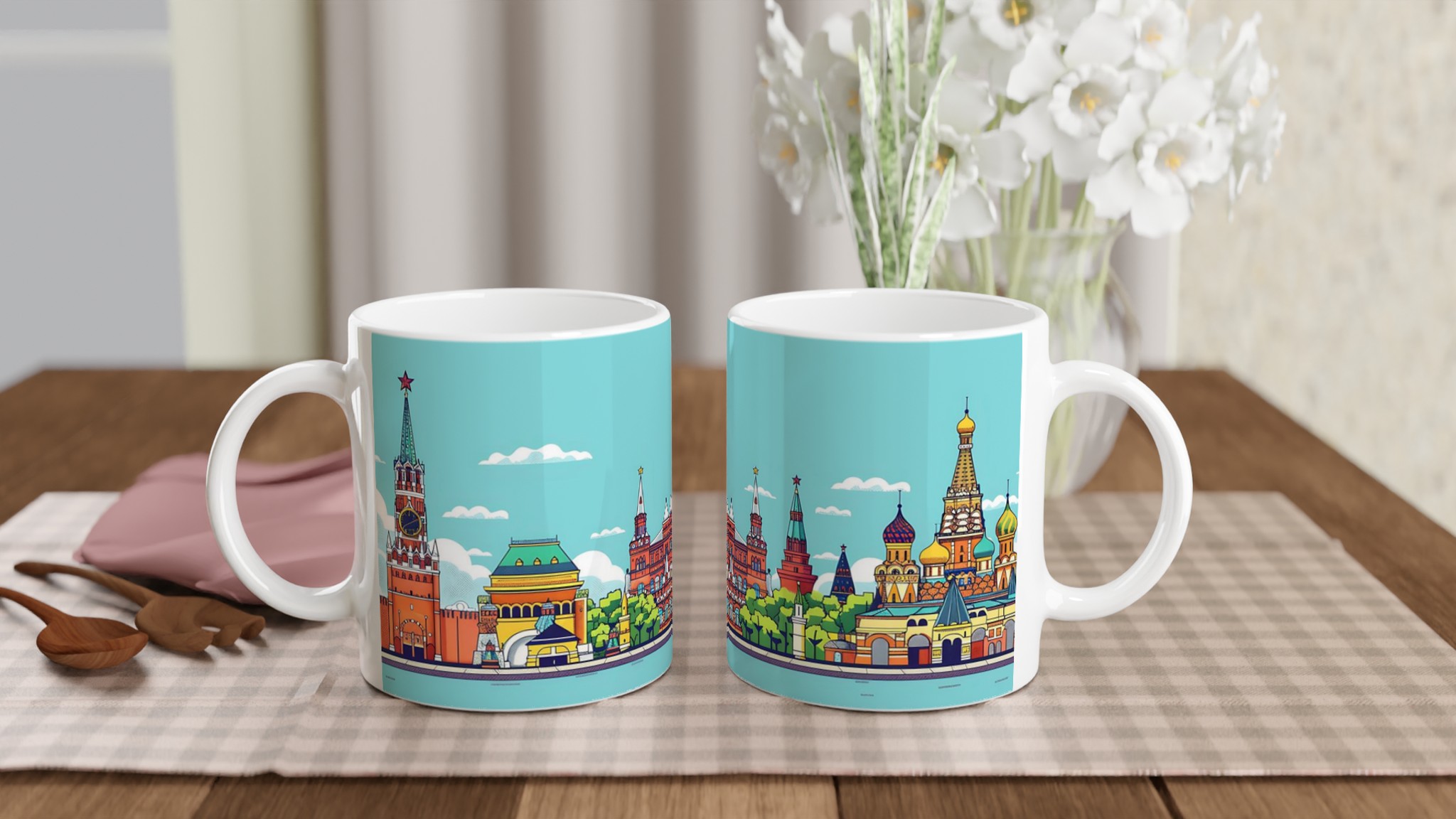 Färgglad Moskva Illustration Mugg – 11 oz Keramisk Kaffekopp i ditt val av sju livliga färger 10 666055a2-85cb-4681-b950-ae2b61aefcec