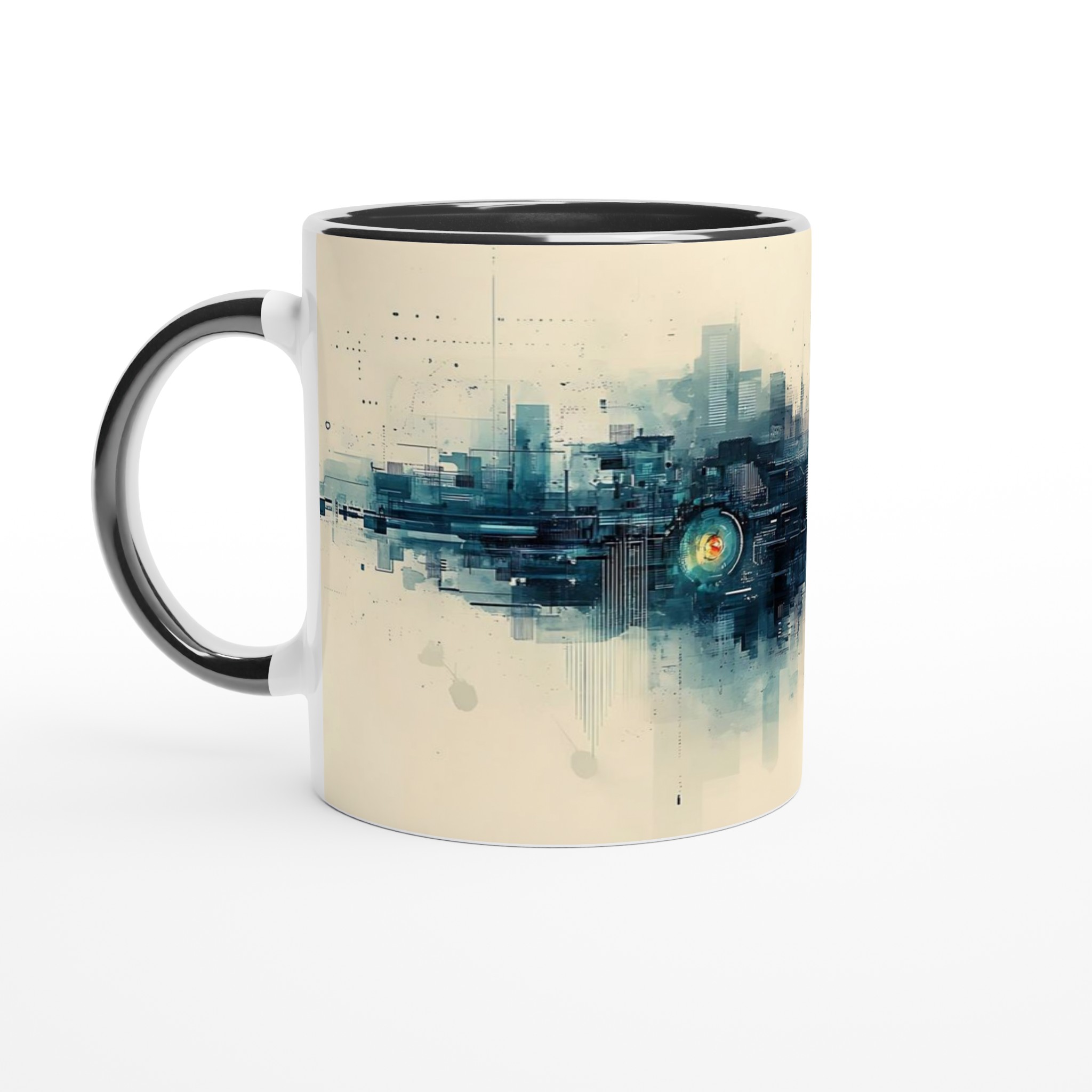 Abstrakt Stadsbild 11oz Keramikmugg – Välj bland 7 Livfulla Färger 4 669f3390-7470-462a-9c56-11f7652454aa