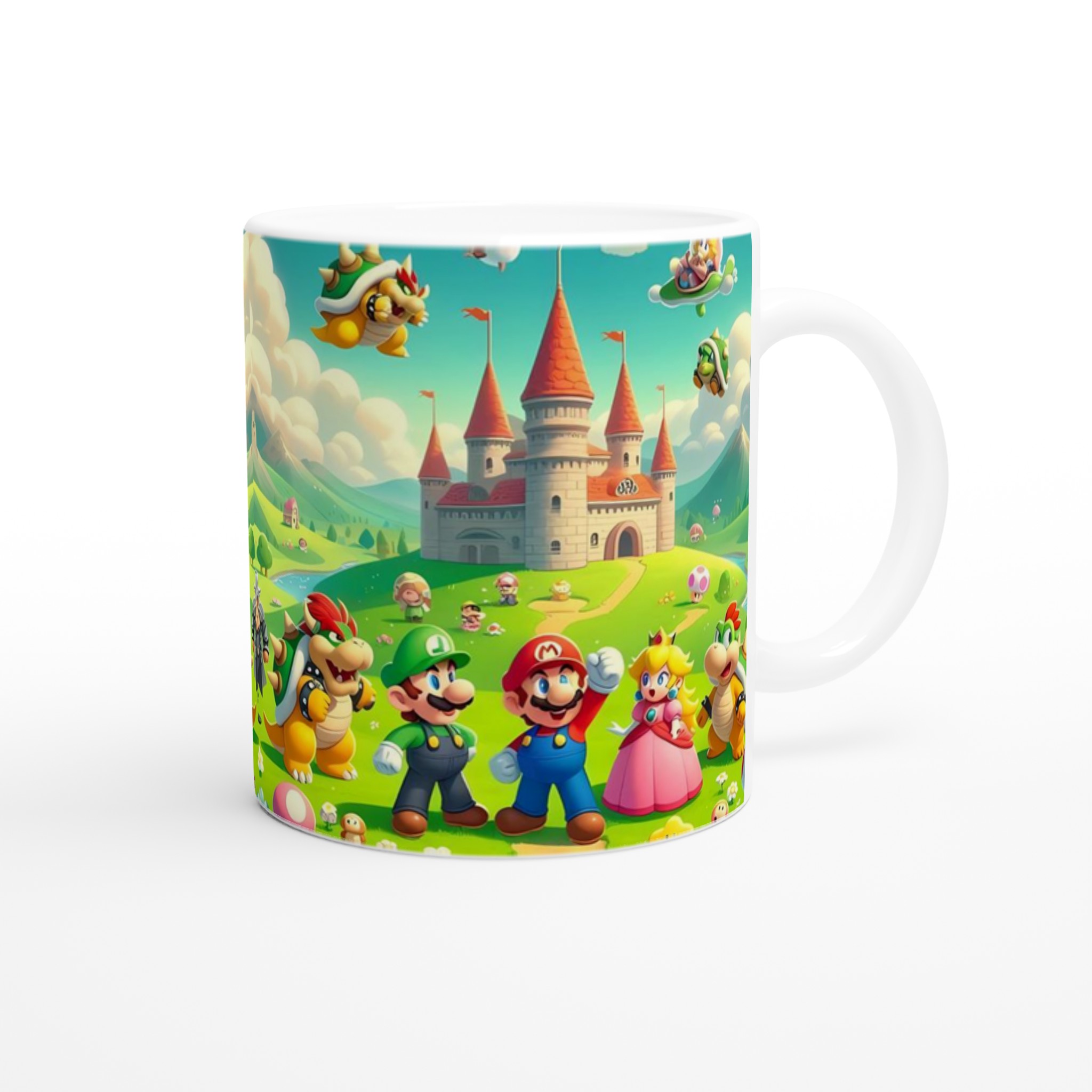 Vit 11oz keramisk mugg med färgstarkt Super Mario-världsmotiv i valfri keramisk färg 9 66ed0cb5-183d-49b1-b63c-ec46725bb81d
