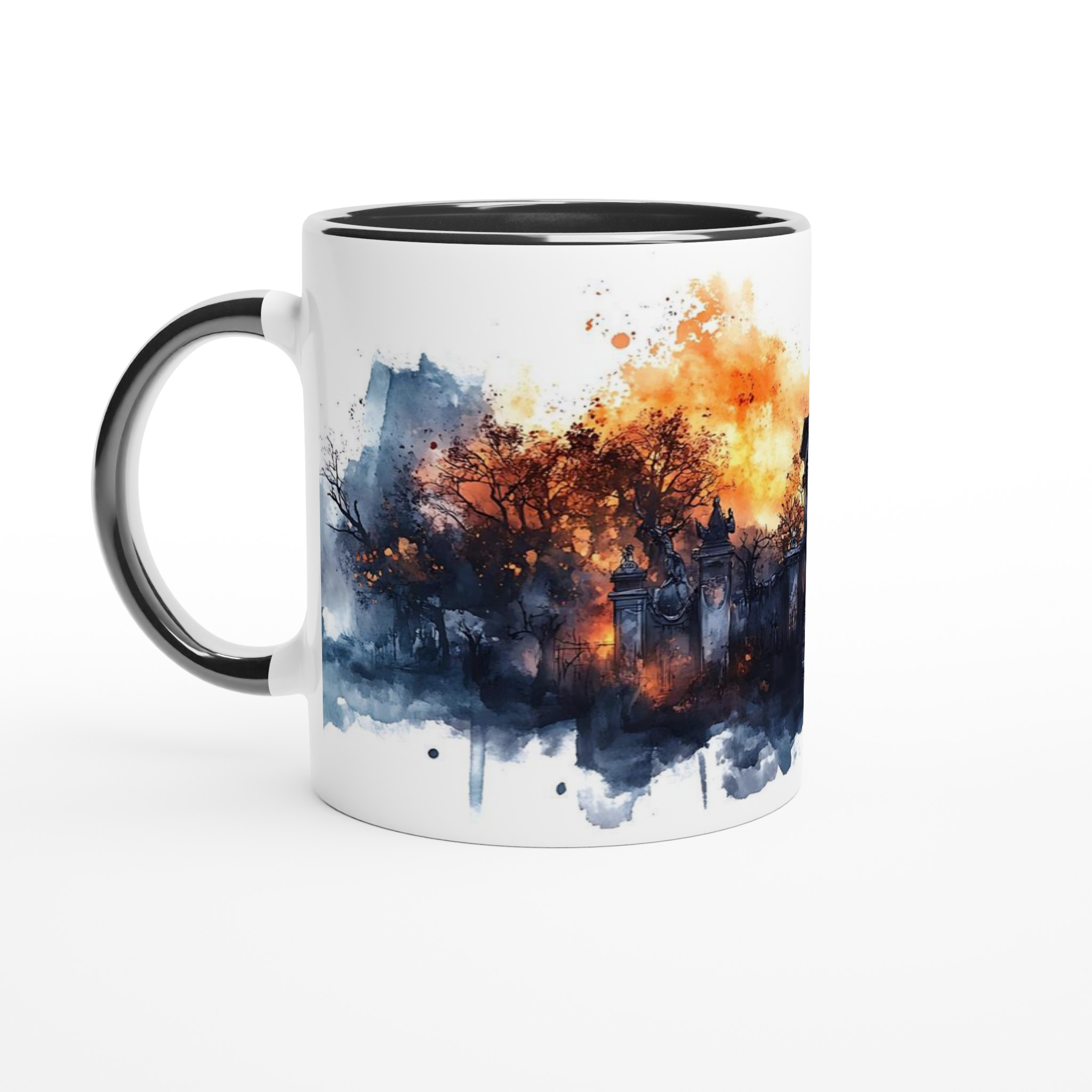 Mörk Romantik Keramisk Mugg – Gotisk Kyrkogård Akvarell i Eldiga Nyanser – 11oz Favoritmugg i Valfri Färg 4 67116350-0a29-4a76-8e01-e58fd7ad9cb1