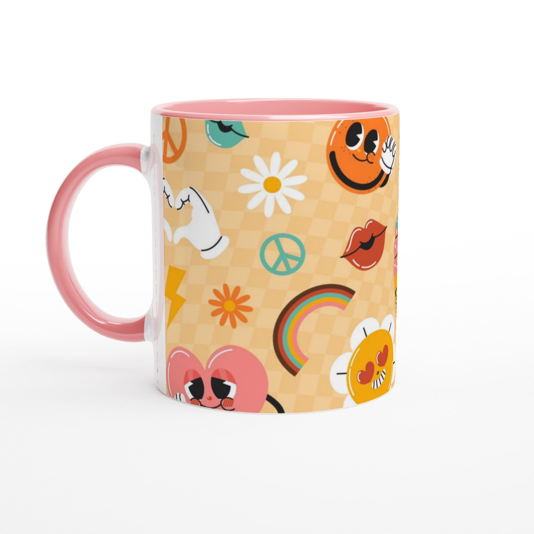 Retro Vibe Keramikmugg 11oz – Kärlek, Fred & Glada Ansikten i Ditt Val av Färg 6 67456701-7d45-47cd-900d-8516cc59e0c7