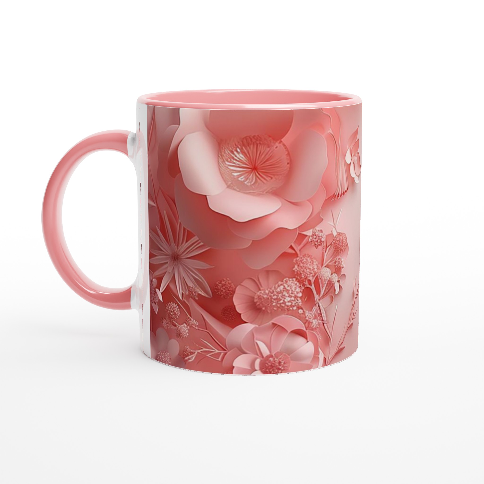 Vit 11oz Keramisk Mugg med Blommönster i Rosa och Flera Färger 6 6766a1b3-4596-4a6b-8c7f-14567d41ca76