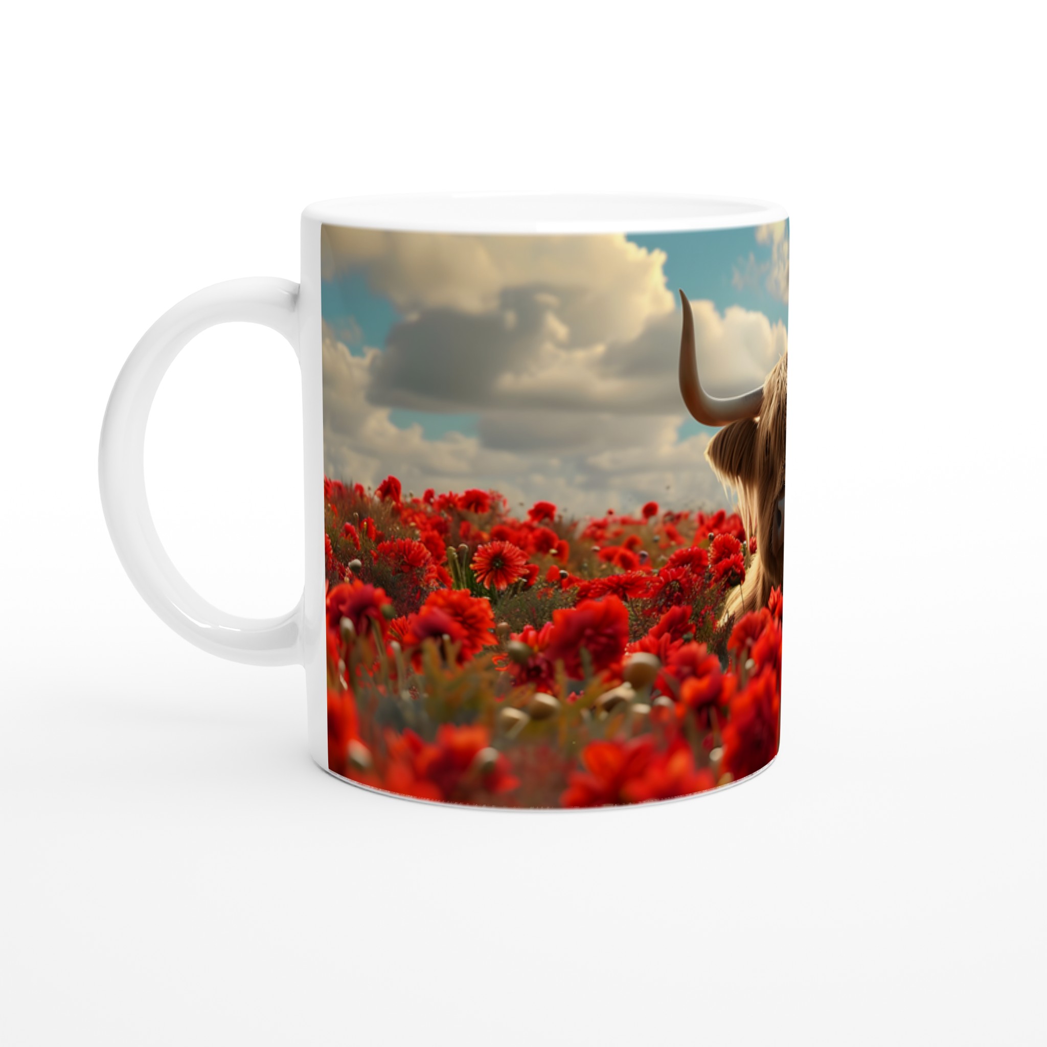 Highland Ko Mug – Charmig Illustration i Röd Vallmoäng – Välj bland 7 Färgstarka Muggar 1 676d1171-bfb8-499b-8773-f74dde2015a0