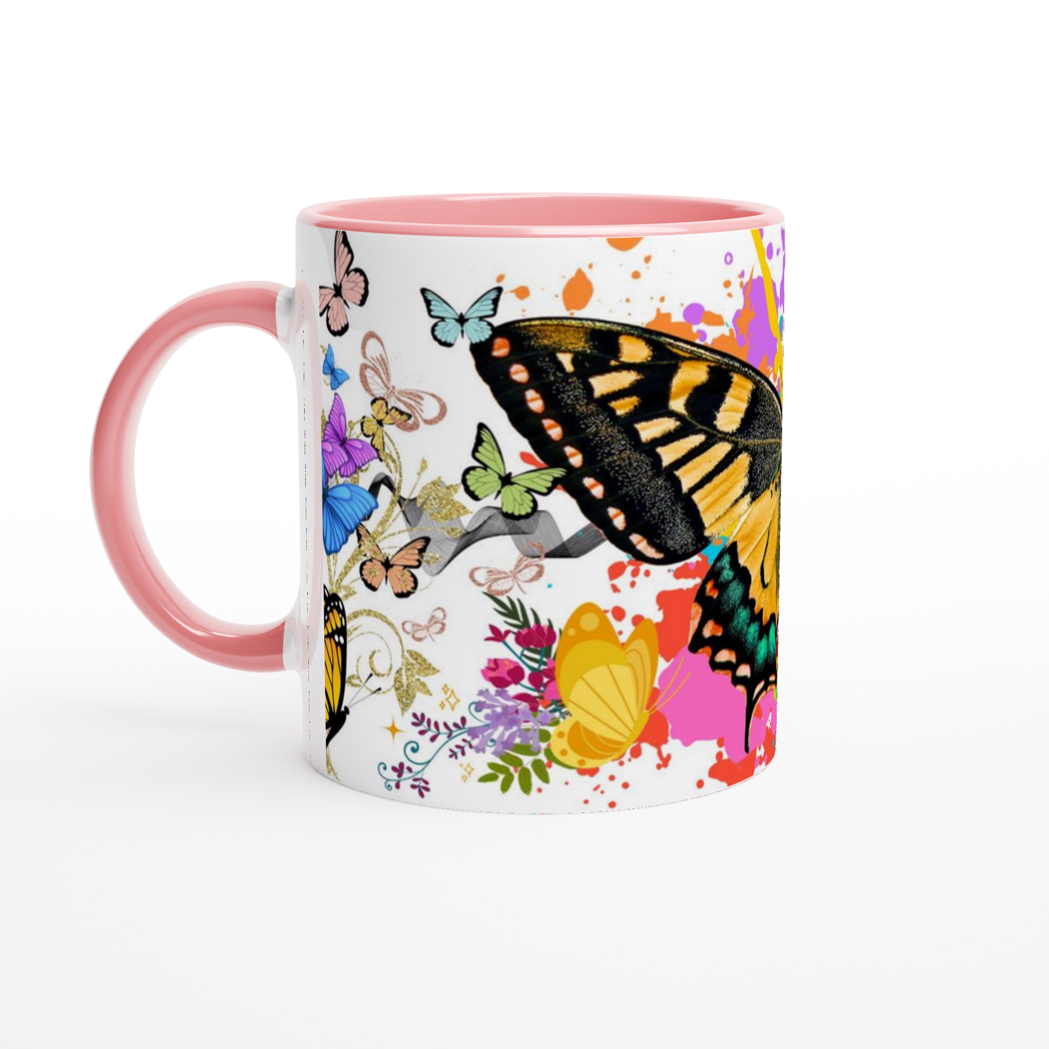 Vit 11oz Keramisk Mugg med Färgsprakande Fjärilsmotiv – Välj Bland Sju Livfulla Färger 6 678028ac-9bbd-4488-b4a8-58298f8d4000