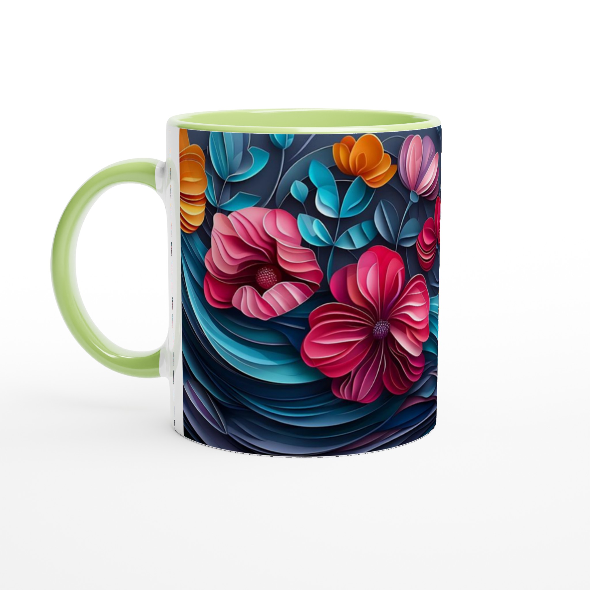 Konstfull 11oz Keramisk Mugg: Levande 3D-blommor i Färgstarka Nyanser – Välj Din Favoritfärg! 7 679ef600-04de-4ef6-b46a-f52f88b0fa8d