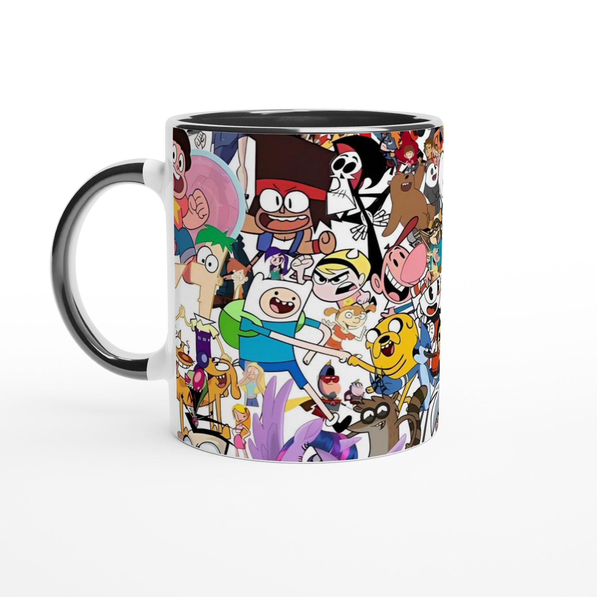 Vit 11oz keramisk mugg med färgstark cartoon-collage – välj din favoritfärg för unik stil 4 67bc8847-1090-41a6-b149-e40602ea0cad