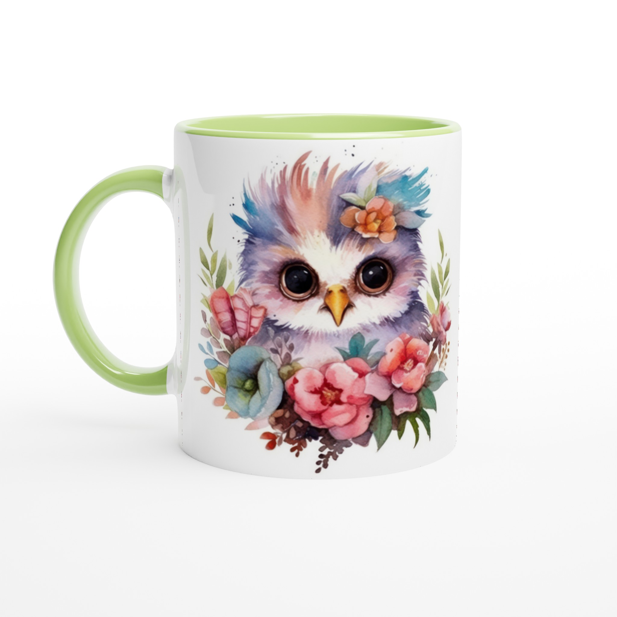 Vit 11oz keramisk mugg med bedårande ugglemotiv i mjuka pastellfärger – välj bland sju unika keramfärger 7 67df2839-9c08-4987-9c4d-736ef62e8993