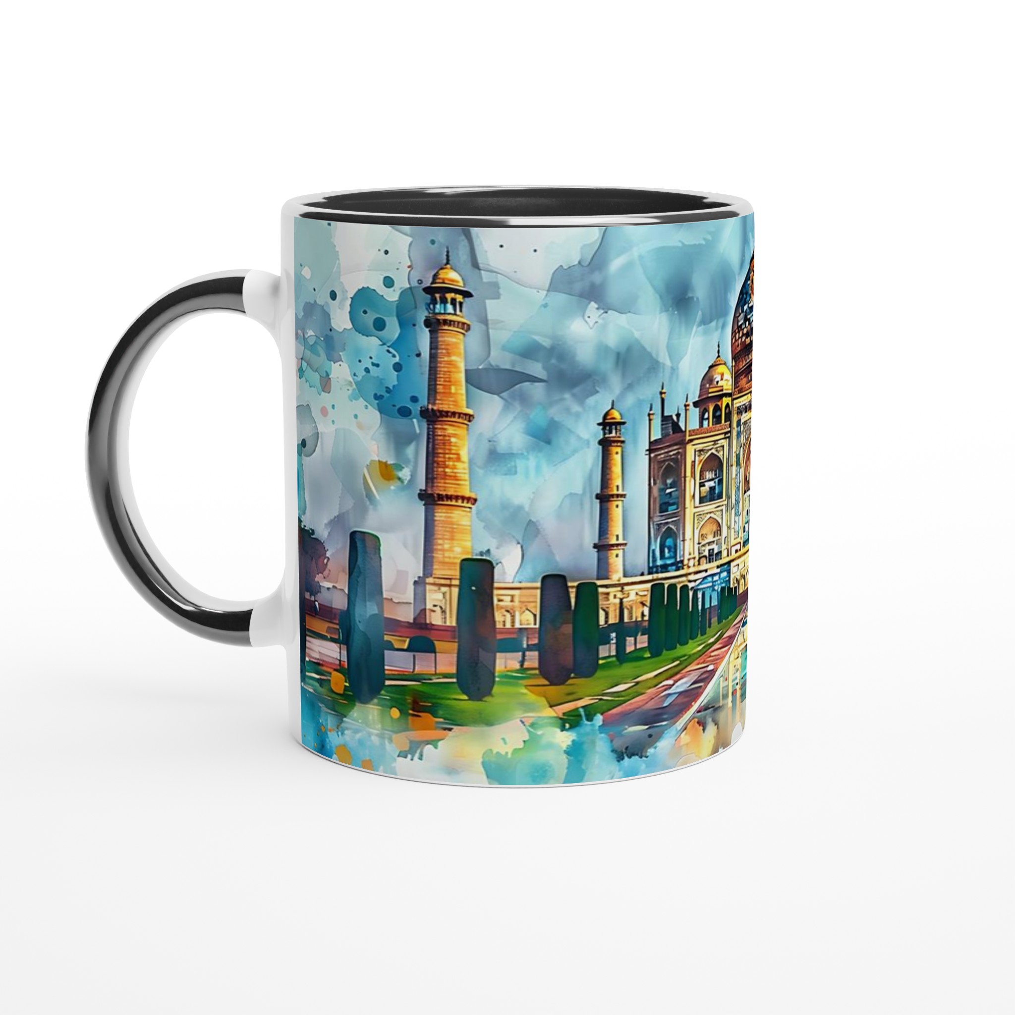 Taj Mahal Akvarellmugg – Konstnärlig 11 oz keramikmugg i ditt val av sju livfulla färger 4 67e0ffd2-4c8a-44f4-94c0-84cae5f010d8