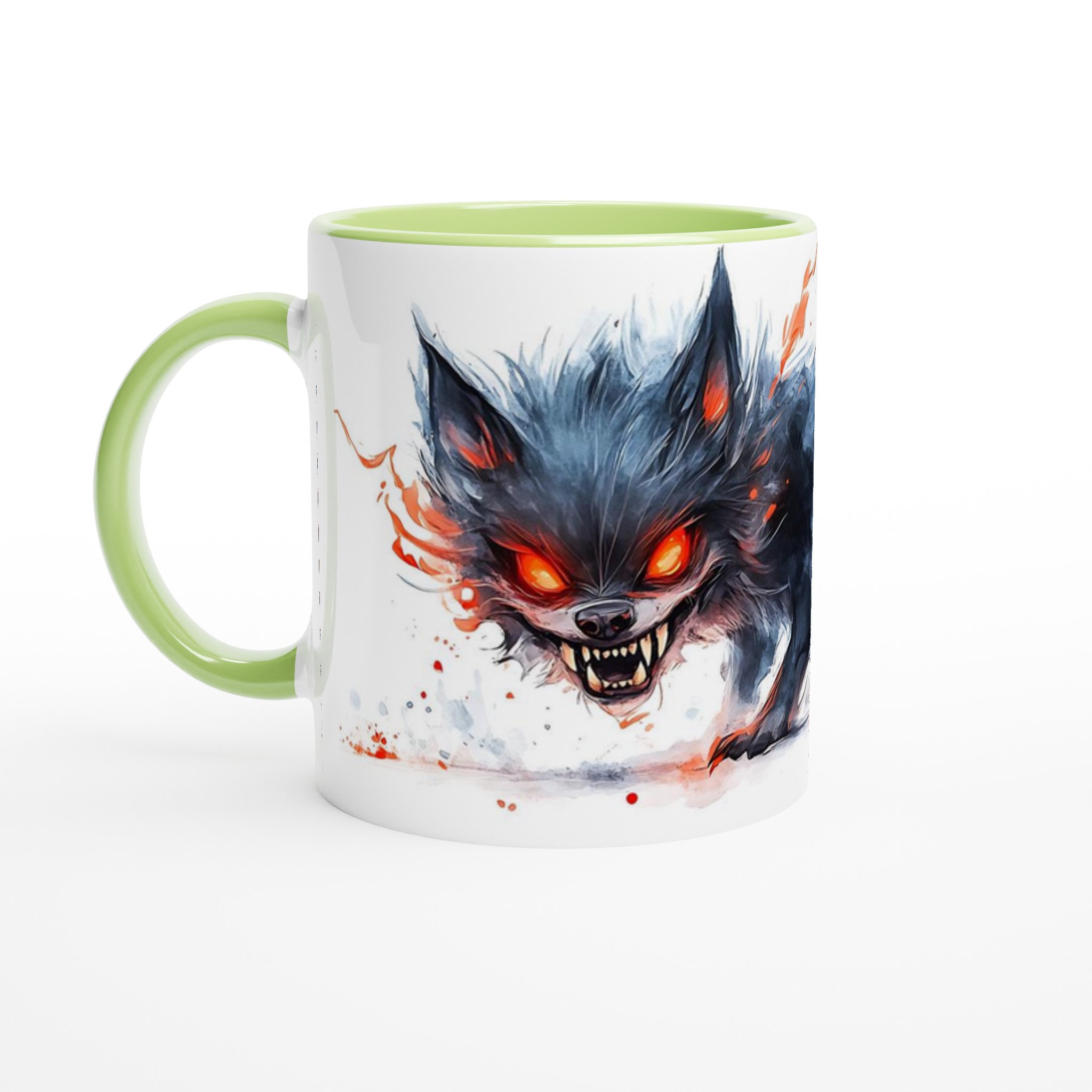 Demonisk Vargmugg – Keramisk 11oz Kaffekopp med Intensiv Akvarellkonst i Valfri Färg 7 67f830da-0d89-4878-a6f5-fefc108d21b3