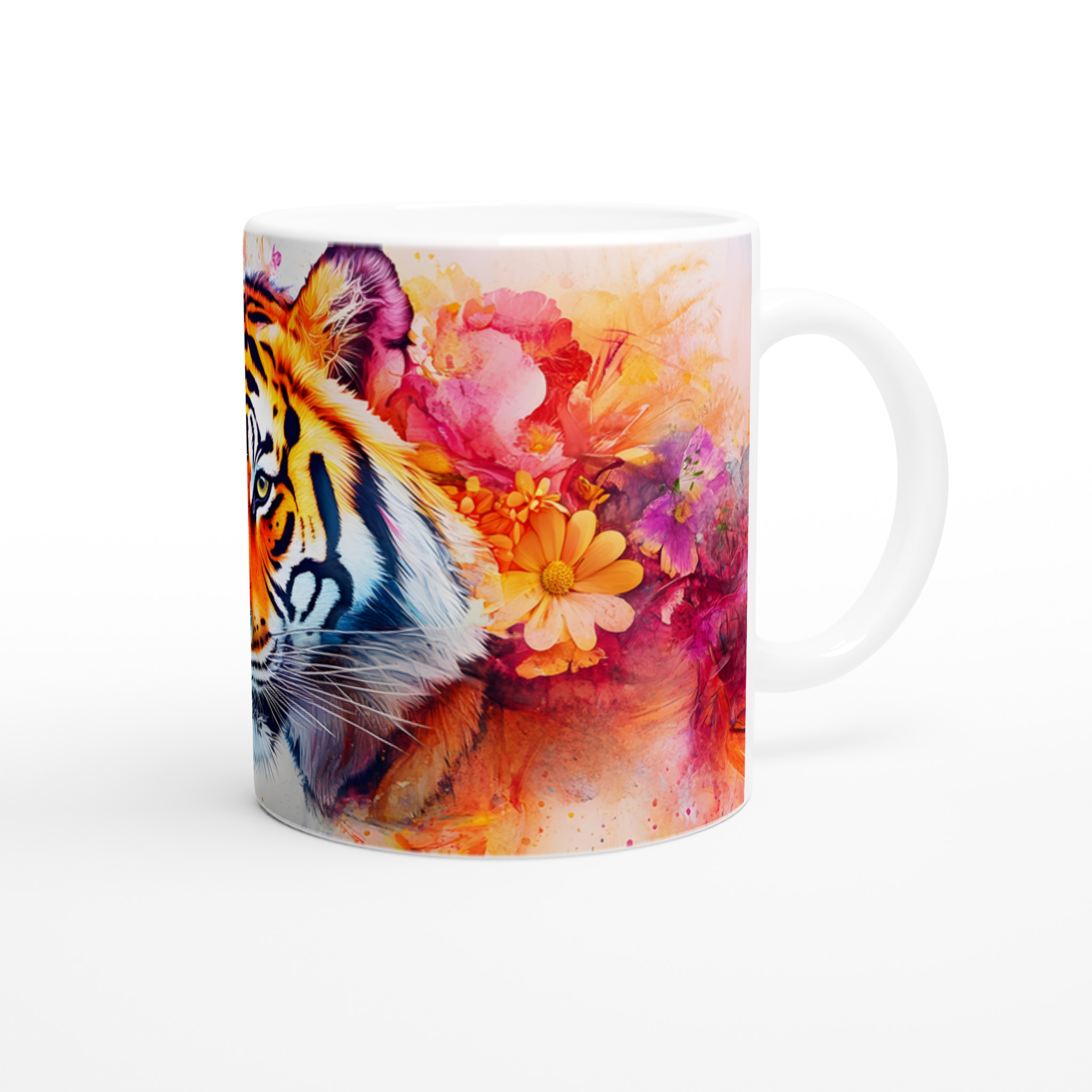 Färgsprakande Tiger Keramikmugg – Konstnärlig 11oz Kaffemugg med Akvarelldesign 9 68099301-249b-47d3-b879-3627f1b5ea8a