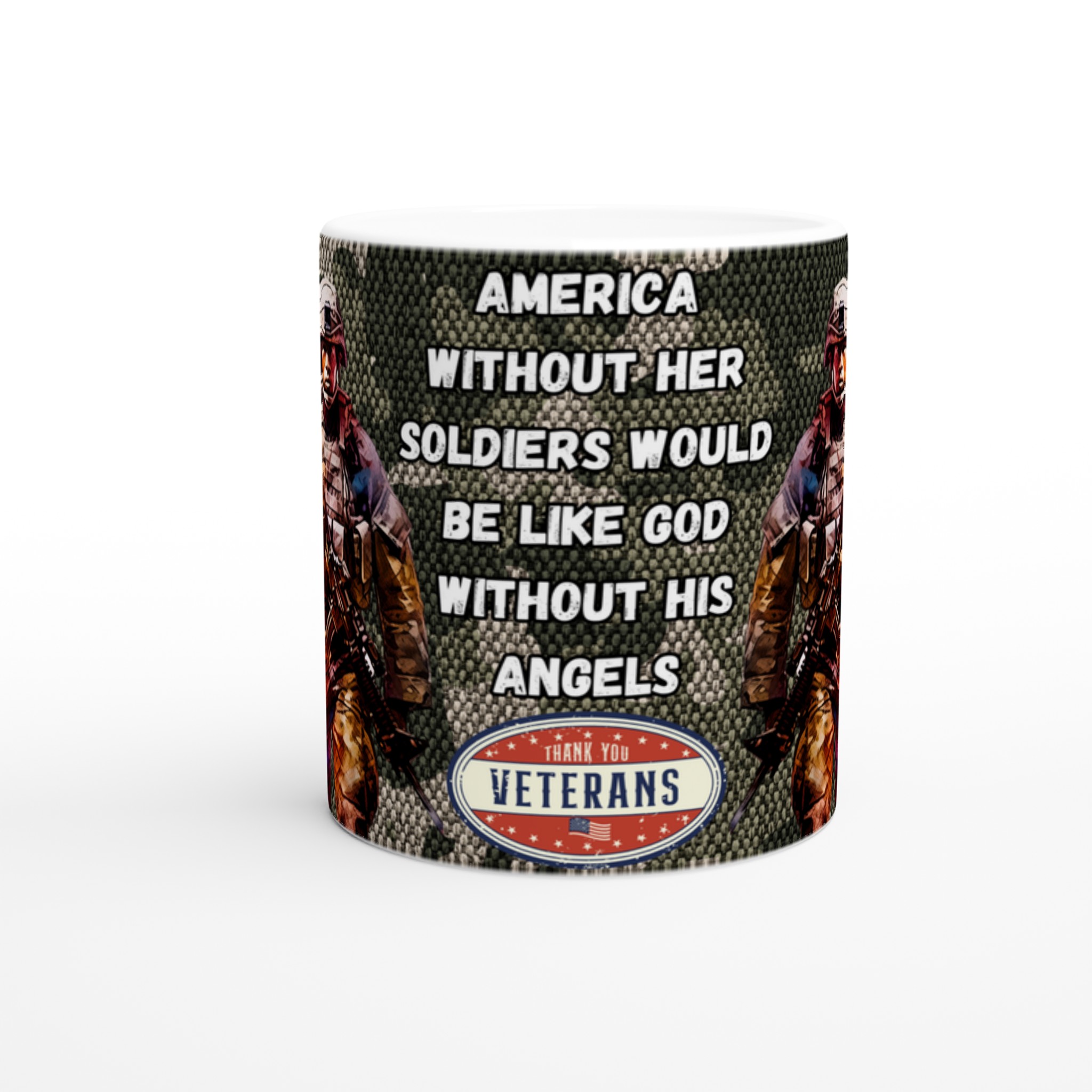 Vit 11oz keramisk mugg med patriotisk soldatmotiv – välj bland sju levande keramfärger 8 680c6034-9f9a-491f-9095-639152b5300e
