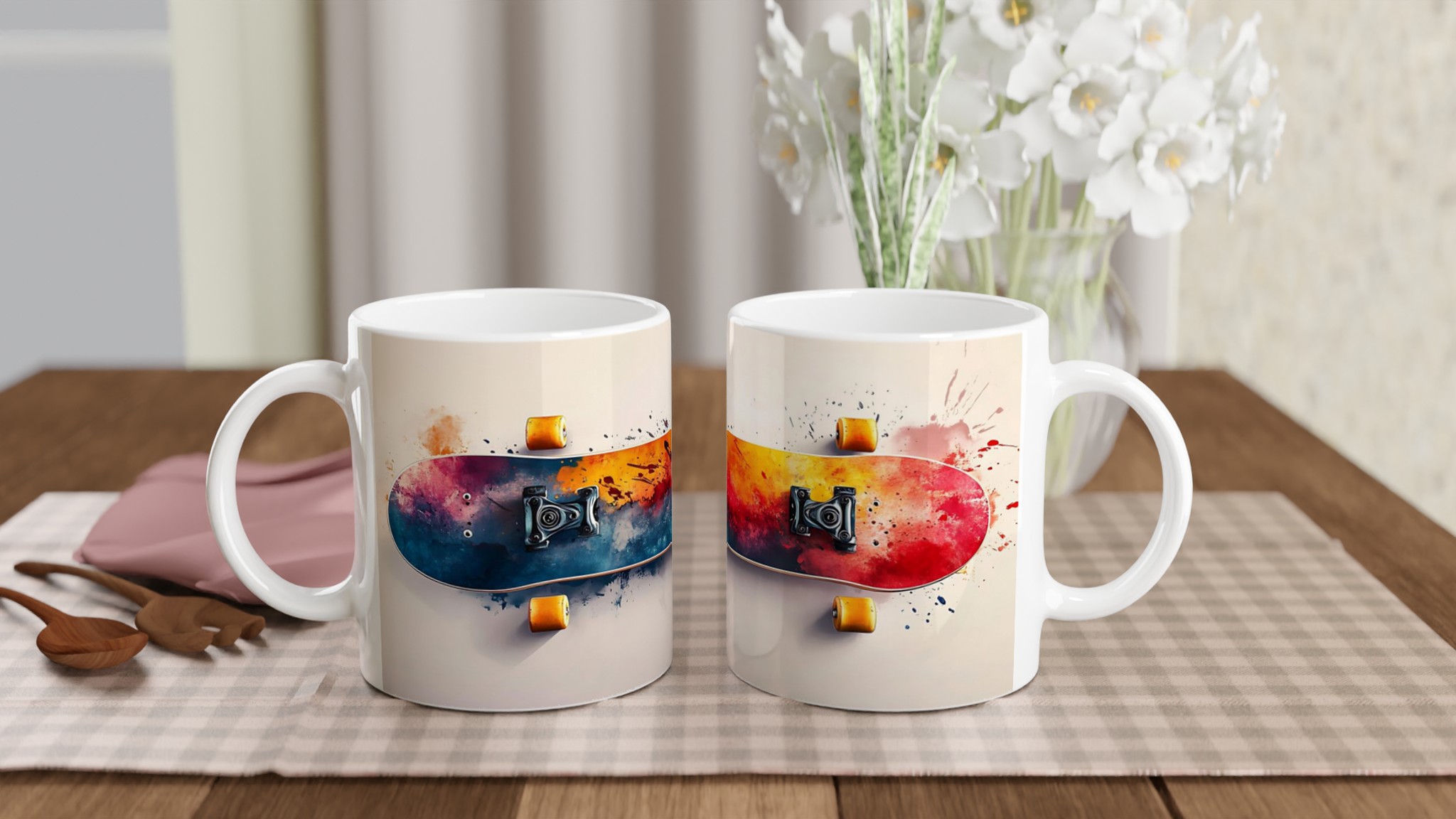 Abstrakt Skateboard Konst Mugg – 11oz Keramikmugg i ditt val av 7 Livfulla Färger 10 6813738f-00ab-4a10-a148-48e7b49a5fe2