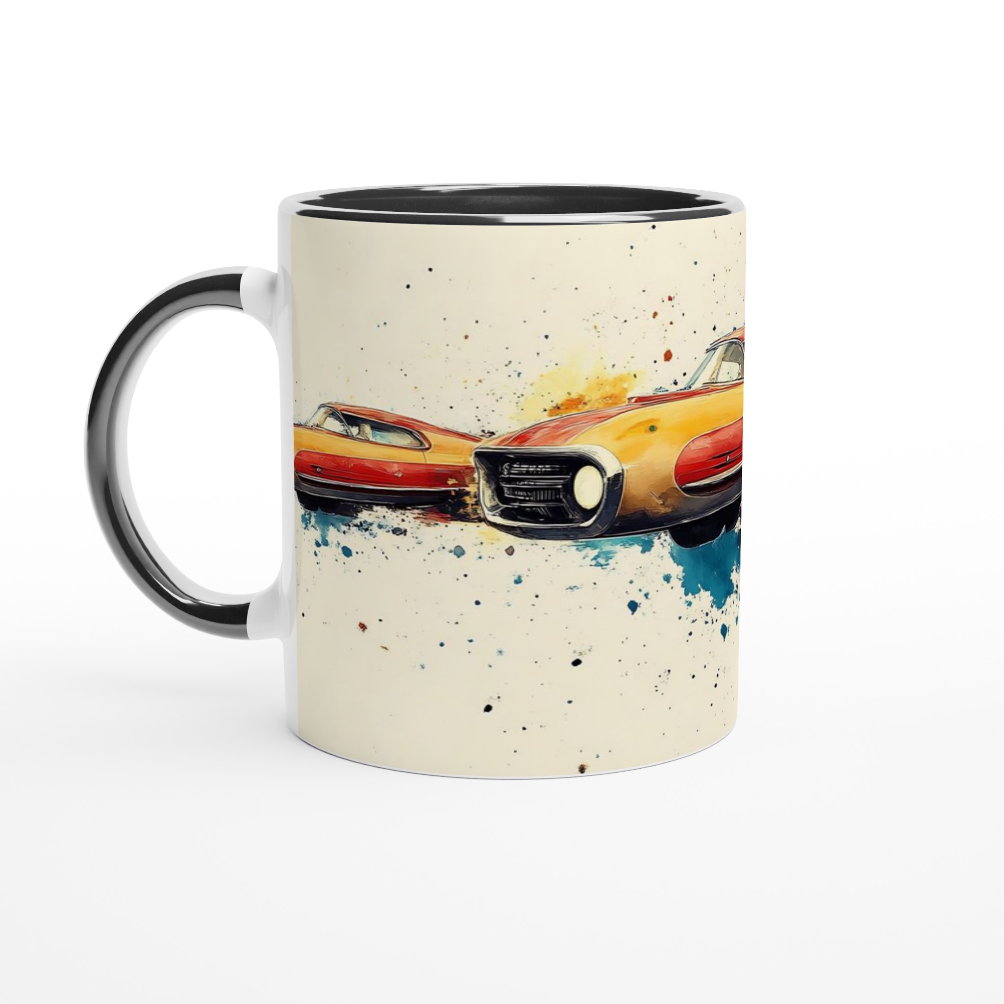 Retro Racing Art Mugg – 11 oz Keramikmugg med Dynamiskt Bildtryck i Flera Färger 4 6843405e-9acc-48bf-9ea1-5cc922ebf802