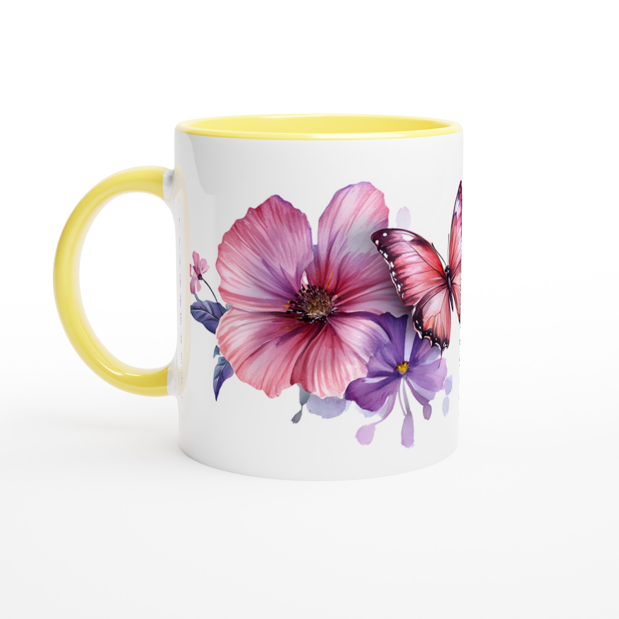 Fjärilsdröm Keramikmugg - 11oz Konstnärlig Mugg med Akvarellblommor & Fjärilar i Väljfri Färg 3 684ac464-6e26-4c86-b077-f8dbb18b4ac2