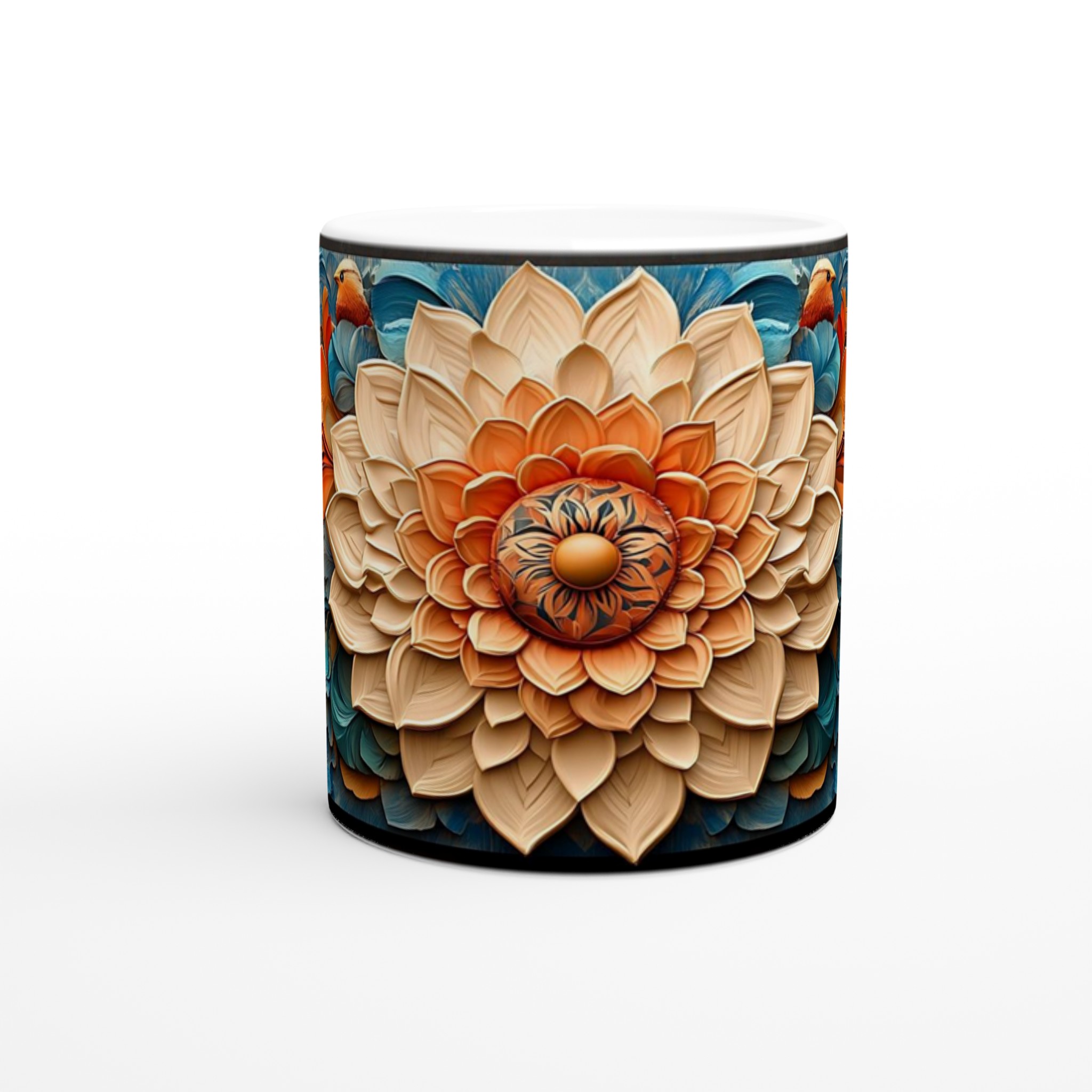 Tropisk Blomsterprakt Keramikmugg - Livfulla Turkosa och Orangea Färger i Din Hand 8 6853f9fa-4dd1-4eeb-b94b-223eaf6b3e52
