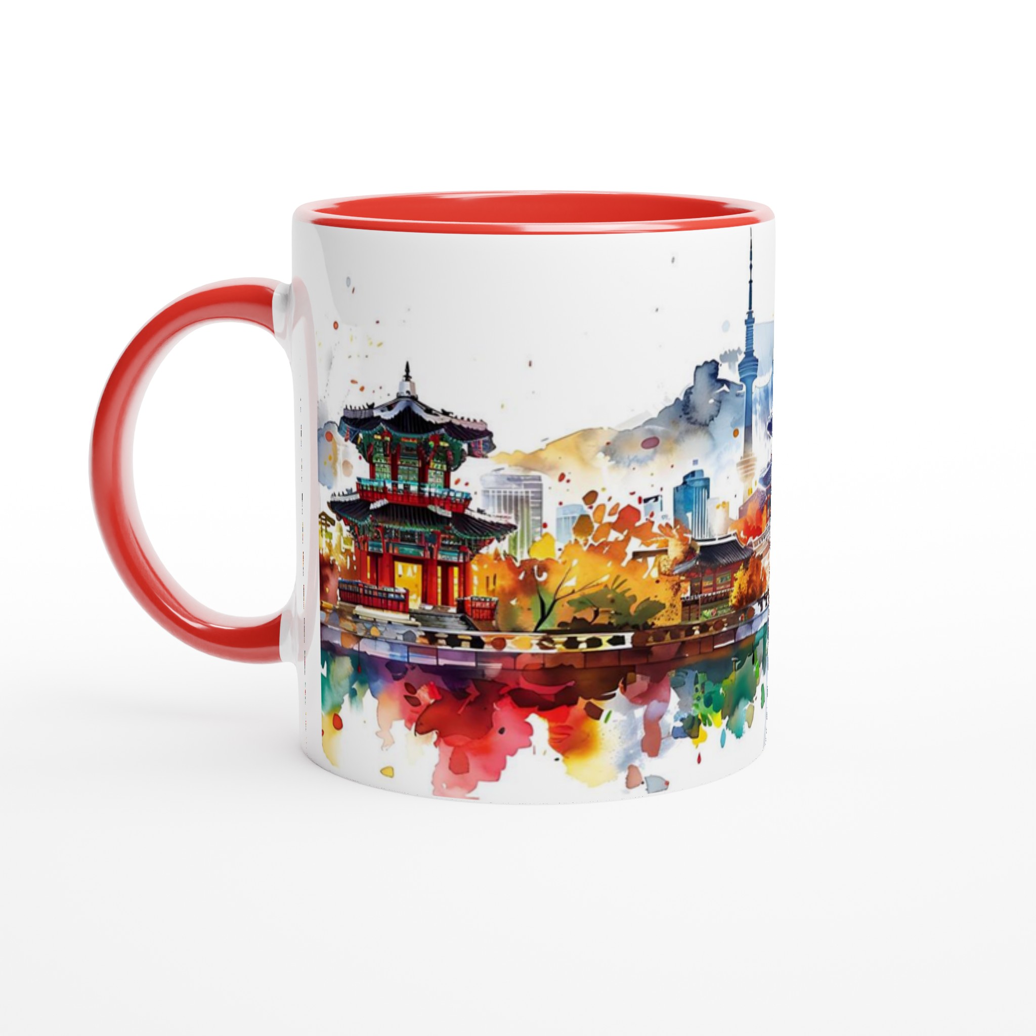 Seoul Skyline Akvarell Mugg - Koreansk Reseminne i Vattenfärg, 11oz Keramik 5 687088d6-d58f-4cc1-b9e2-59baf308ef51