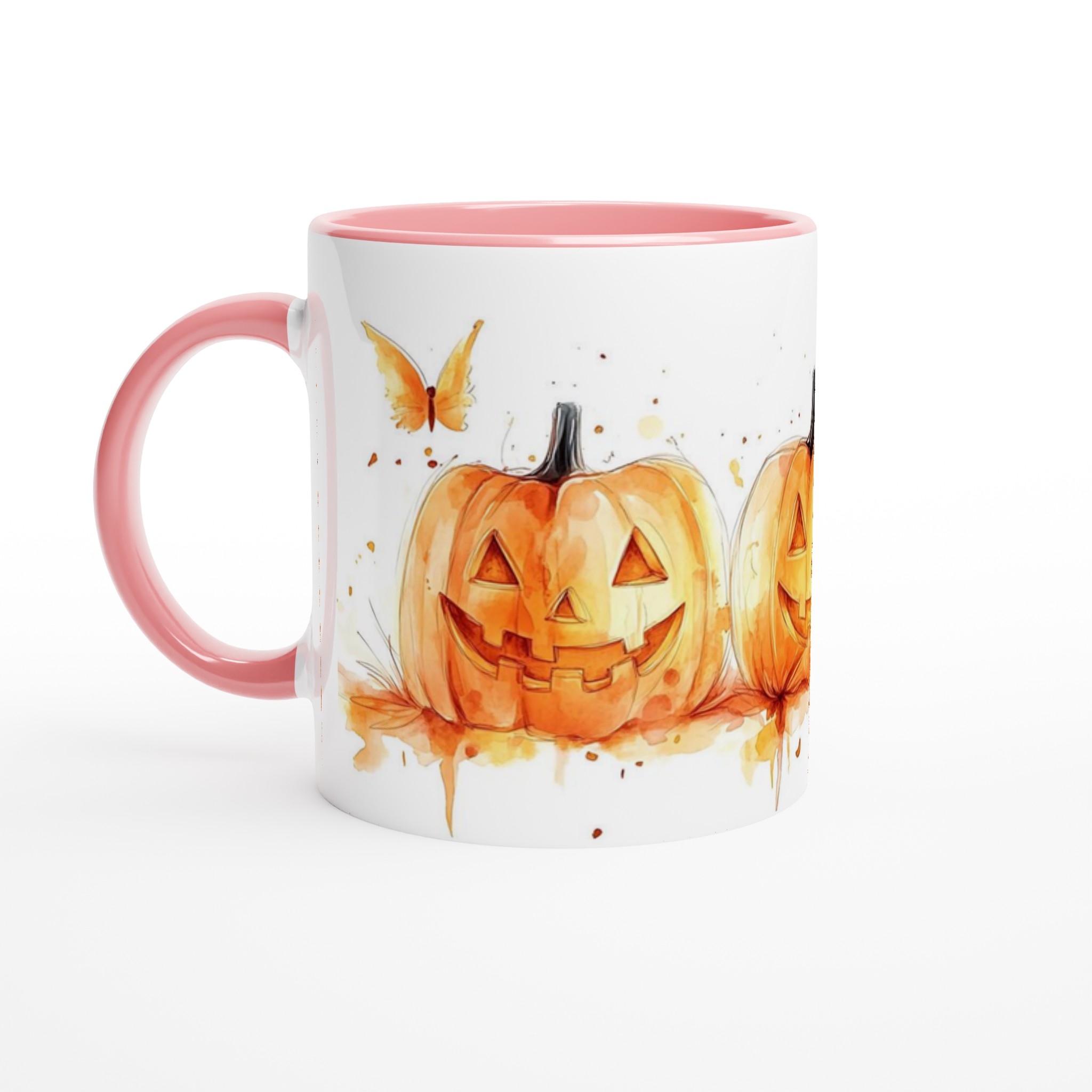 Bus eller Godis! 11oz Keramisk Mugg med Glad Pumpa Akvarell – Välj din färg! 6 688427a5-c66d-4f4b-8661-87c9521a47a8