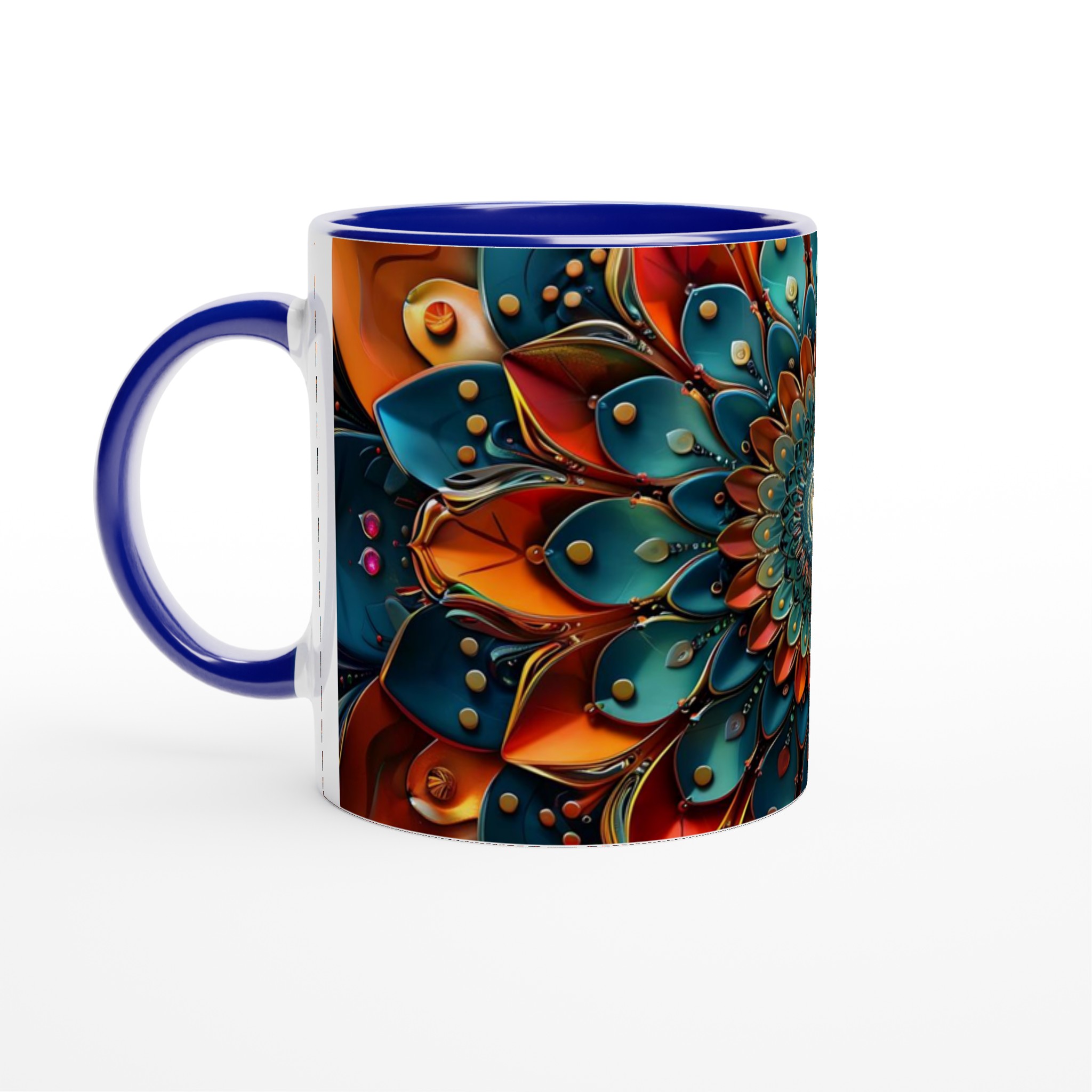 Abstrakt Mandala Konst Mugg – Levande Keramisk Kaffemugg med Djupa Blå & Orange Toner 2 688ed1fb-fe18-410e-bfe5-fb8ba8610500