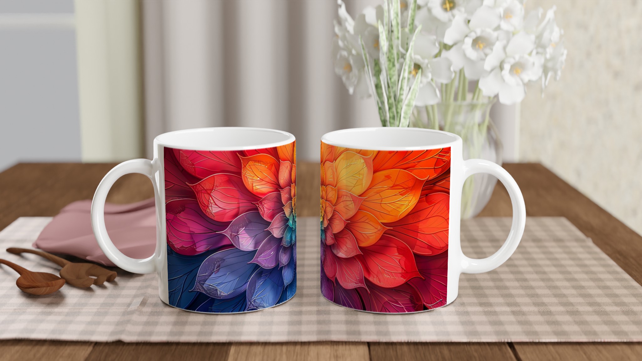 Färgsprakande Blommönster Mugg – 11oz Keramikmugg i ditt val av 7 livfulla färger 10 6893824f-2538-4baa-973b-a1428df81ffc