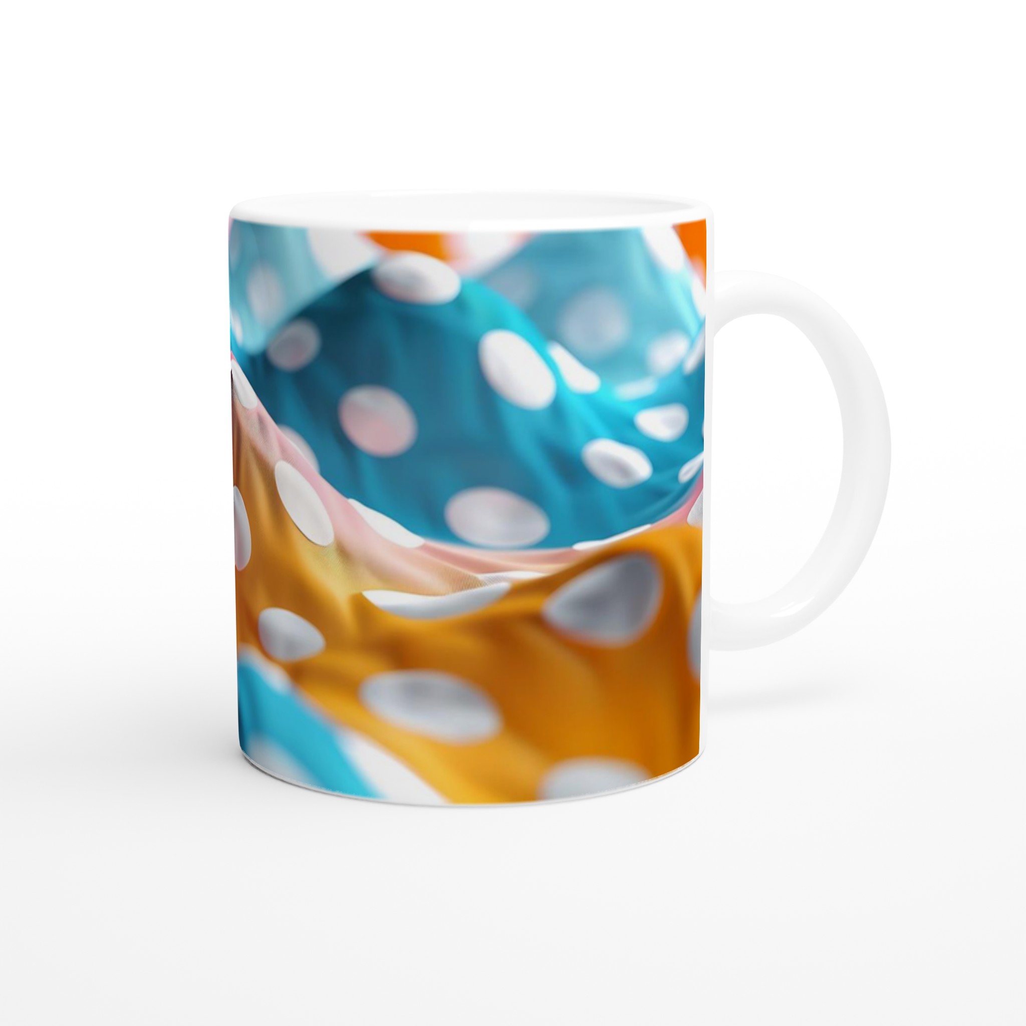 Mönstrad 11oz Keramisk Mugg: Färgglad Design med Vita Prickar i Ditt Val av Färg 9 68bde00c-4916-4cd4-b224-a12205902d99